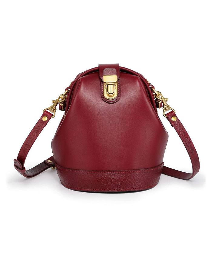 Women's convertible Doctor Bucket shoulder bag made of genuine leather OLD TREND, red