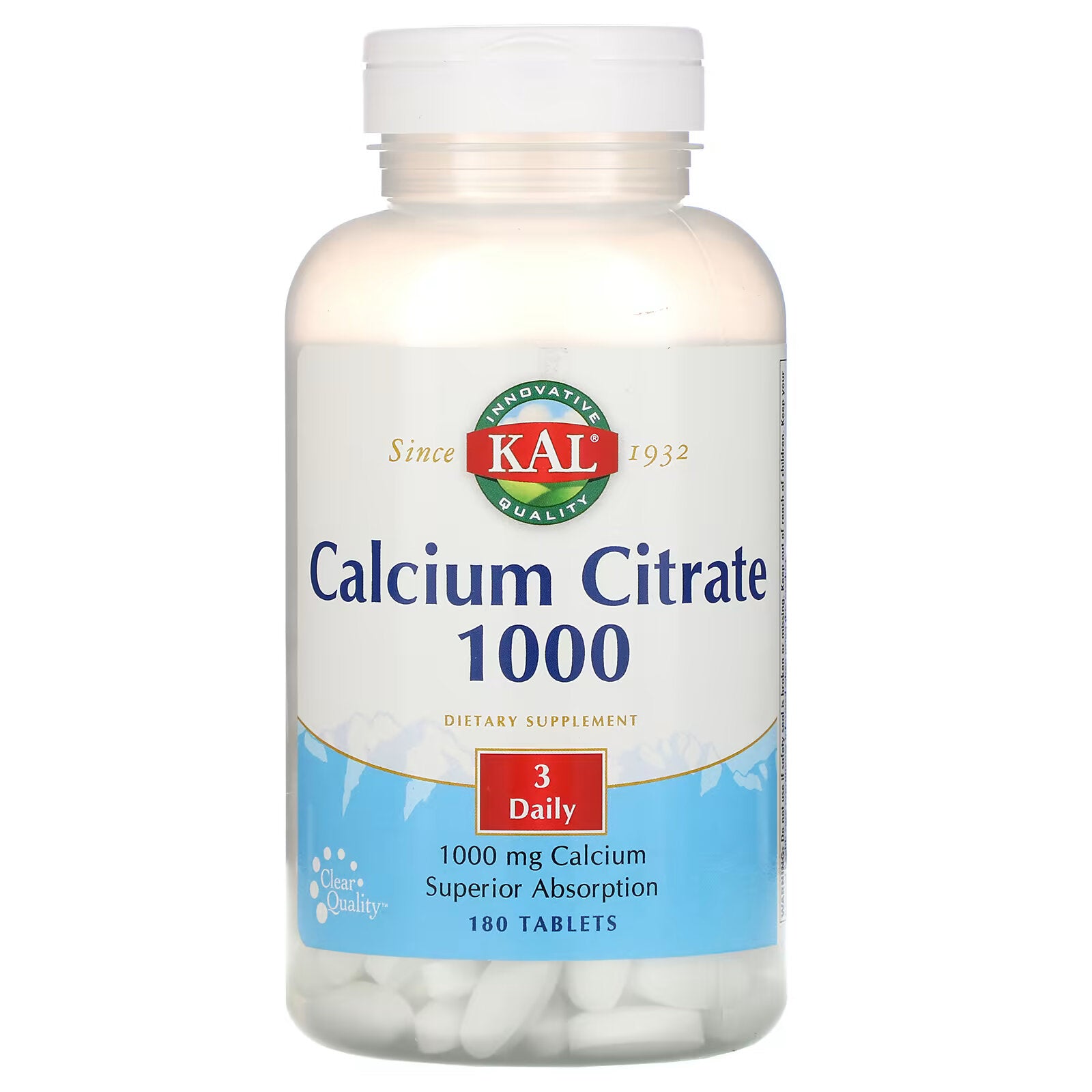 KAL, calcium citrate 1000, 333 mg, 180 tablets