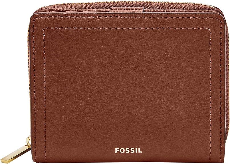 Fossil Logan Leather RFID-Blocking Mini Multifunction Bifold Wallet for Women, Brown