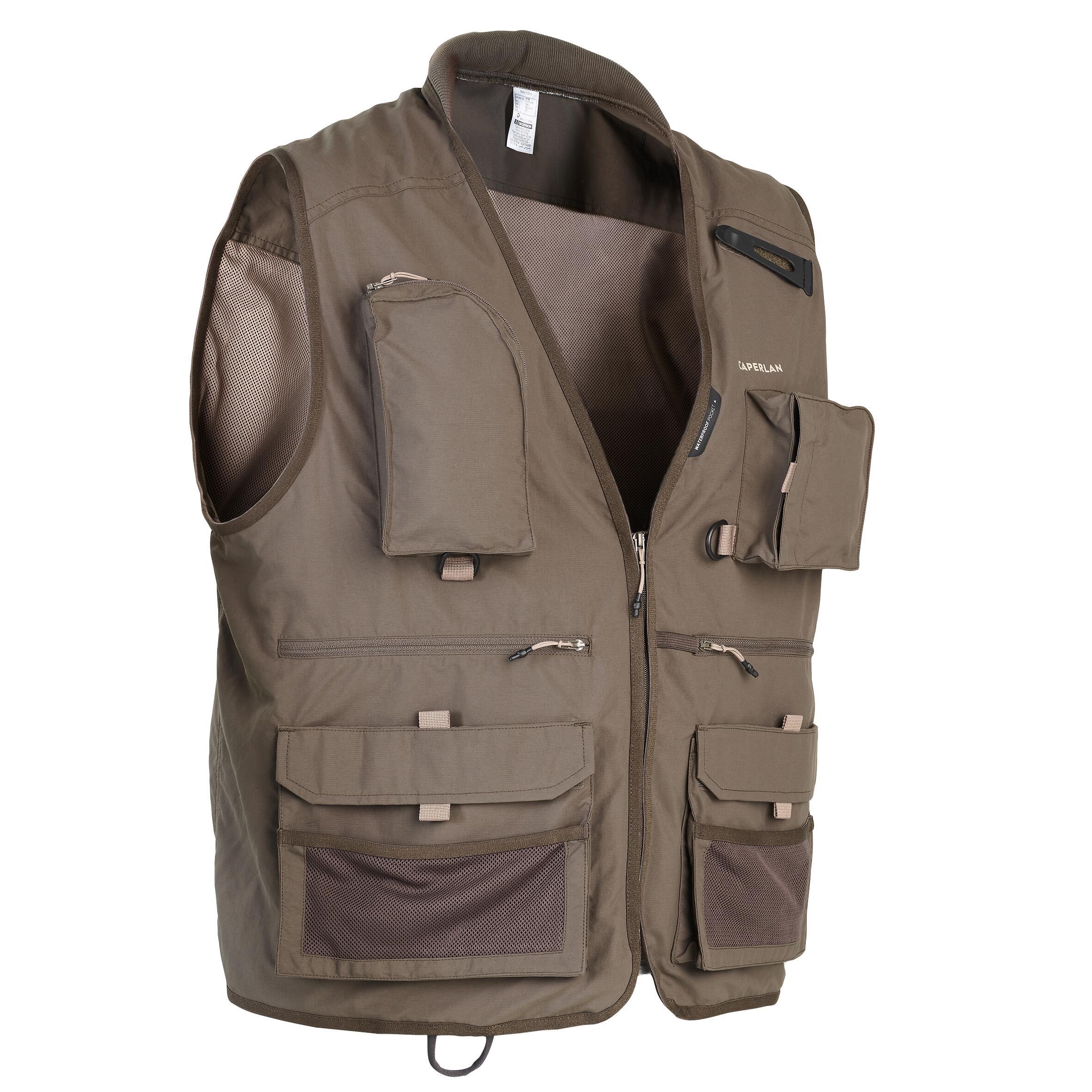 Fishing vest 500 khaki CAPERLAN, khaki black