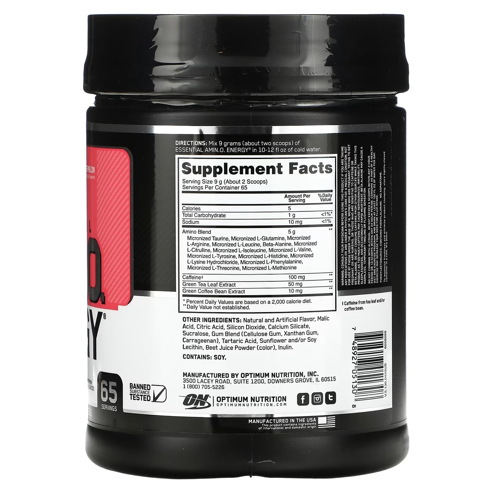 Food Supplement Optimum Nutrition ESSENTIAL AMIN. ENERGY, watermelon, 585 g