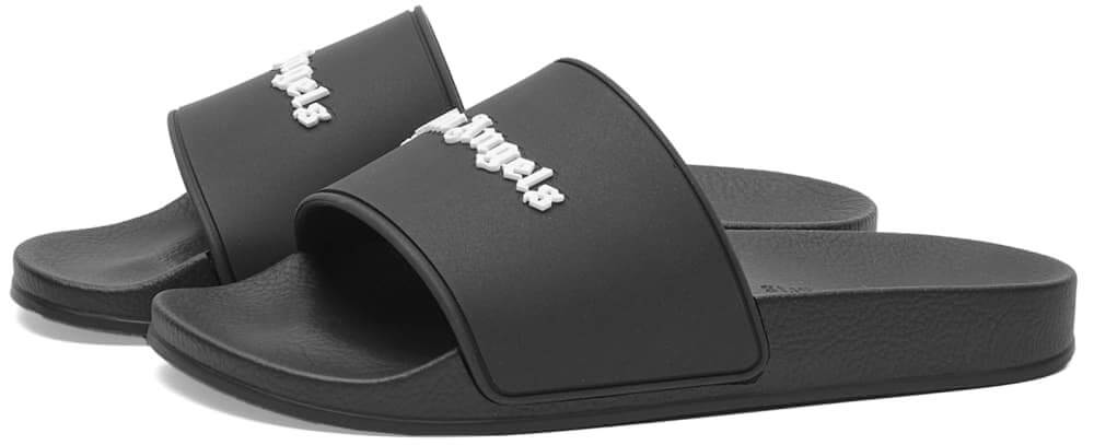 Palm Angels Essential Logo Pool Slippers, black