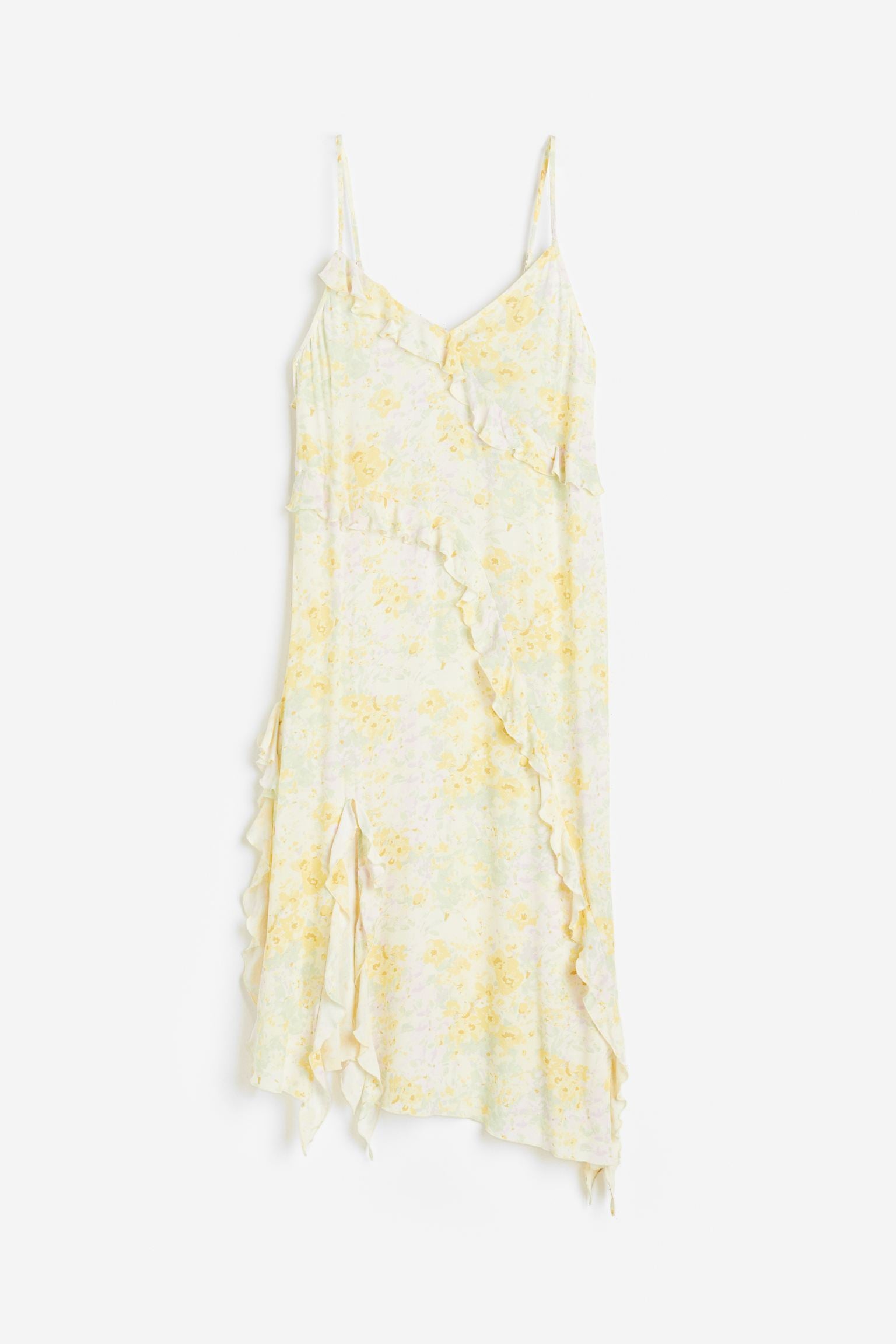 H&M Flounce-trimmed dress, light yellow