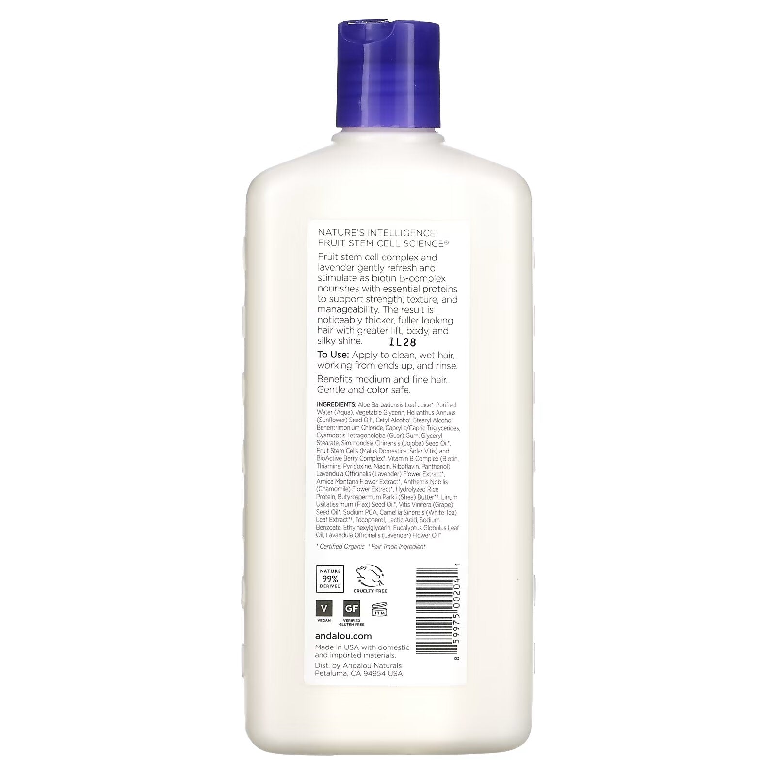 Andalou Naturals, Conditioner, for volume, thickness, shine, shine of hair lifts from the roots, lavender and biotin, 11, 5 fl. oz. (340 ml)