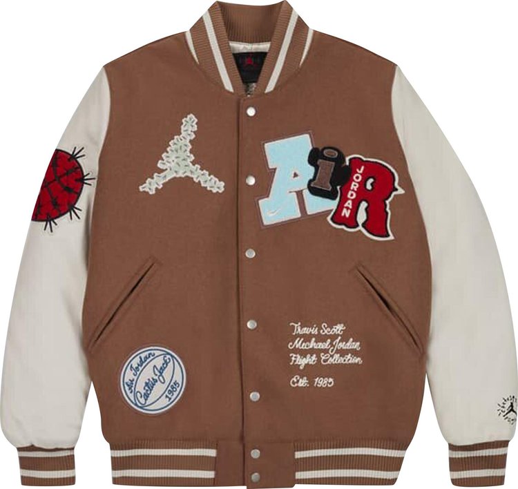 Air Jordan x Travis Scott Varsity Jacket 'Antique Brown', brown