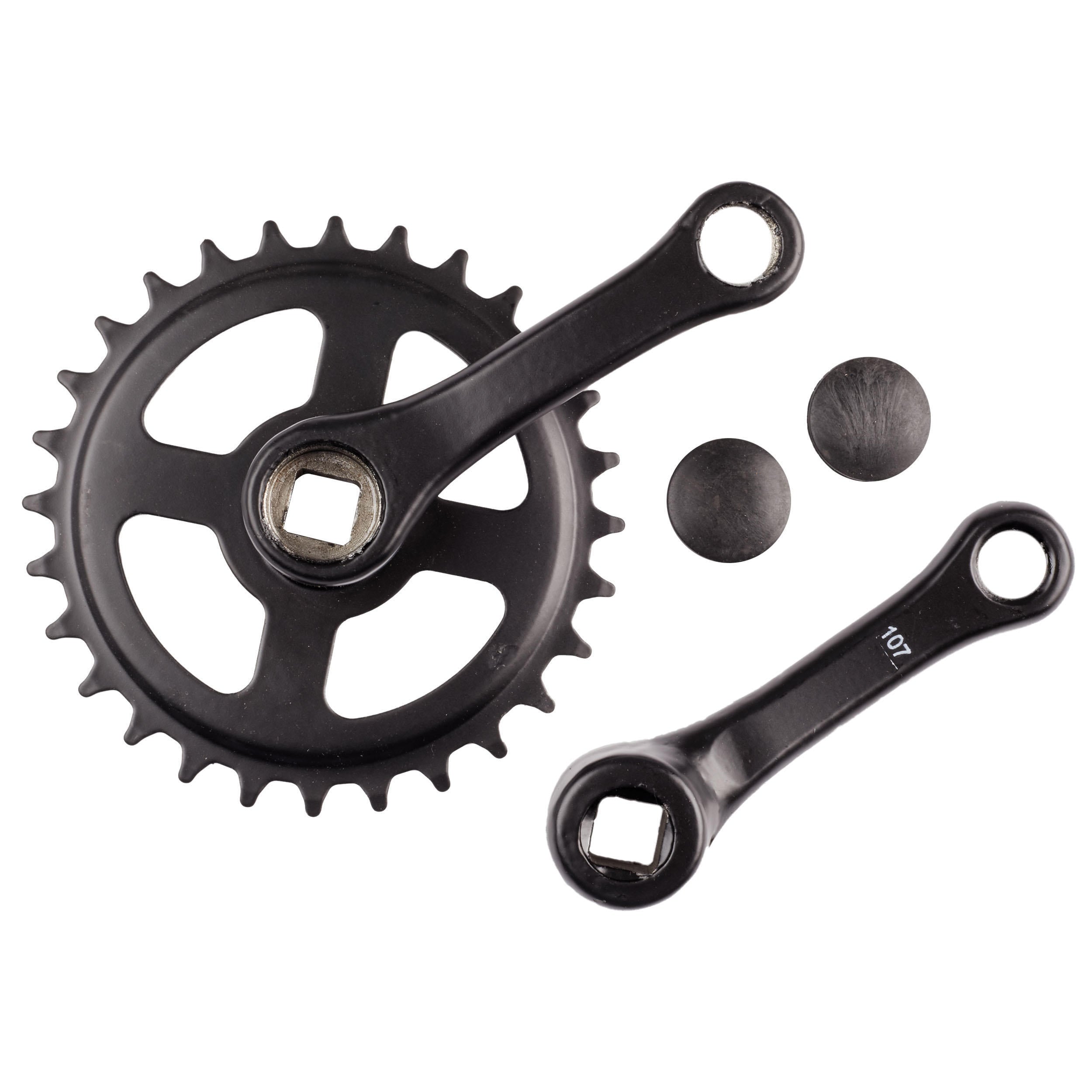 Pedal mechanism with single drive sprocket 28 teeth, 90 mm BTWIN