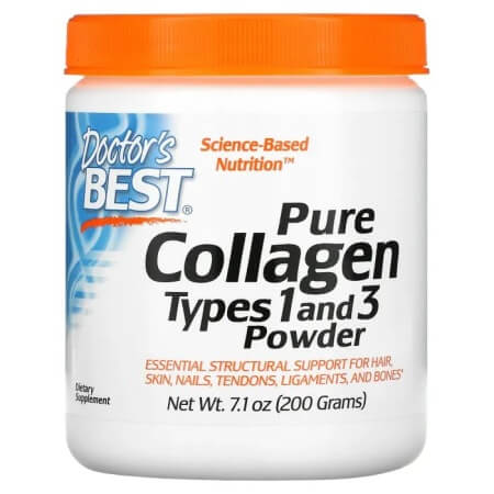 Pure collagen types 1 and 3 powder, Doctor's Best, 200 g