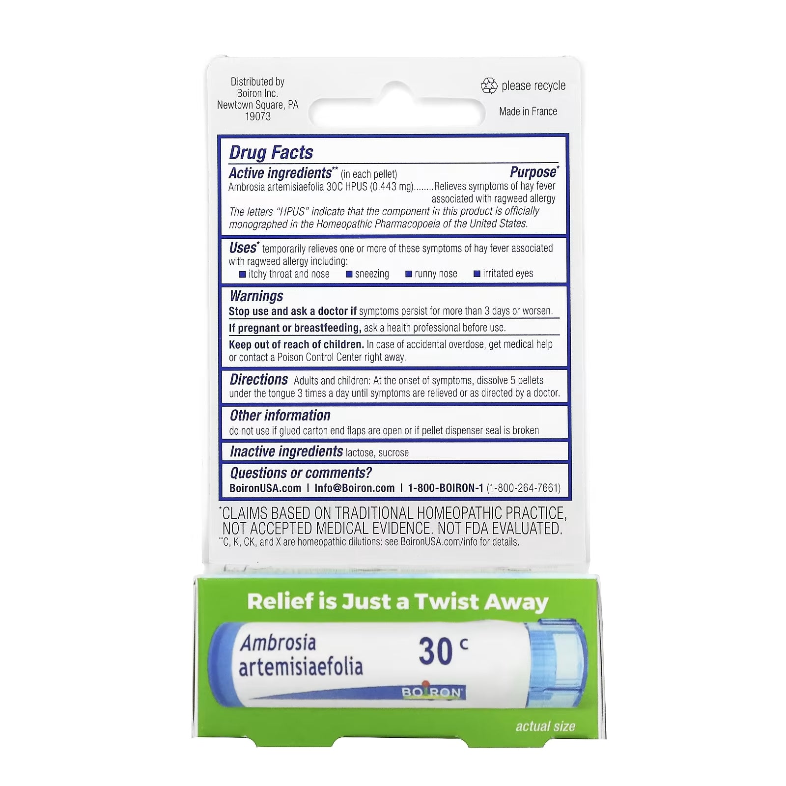 Ambrosia - Allergy Remedy Boiron, 80 granules