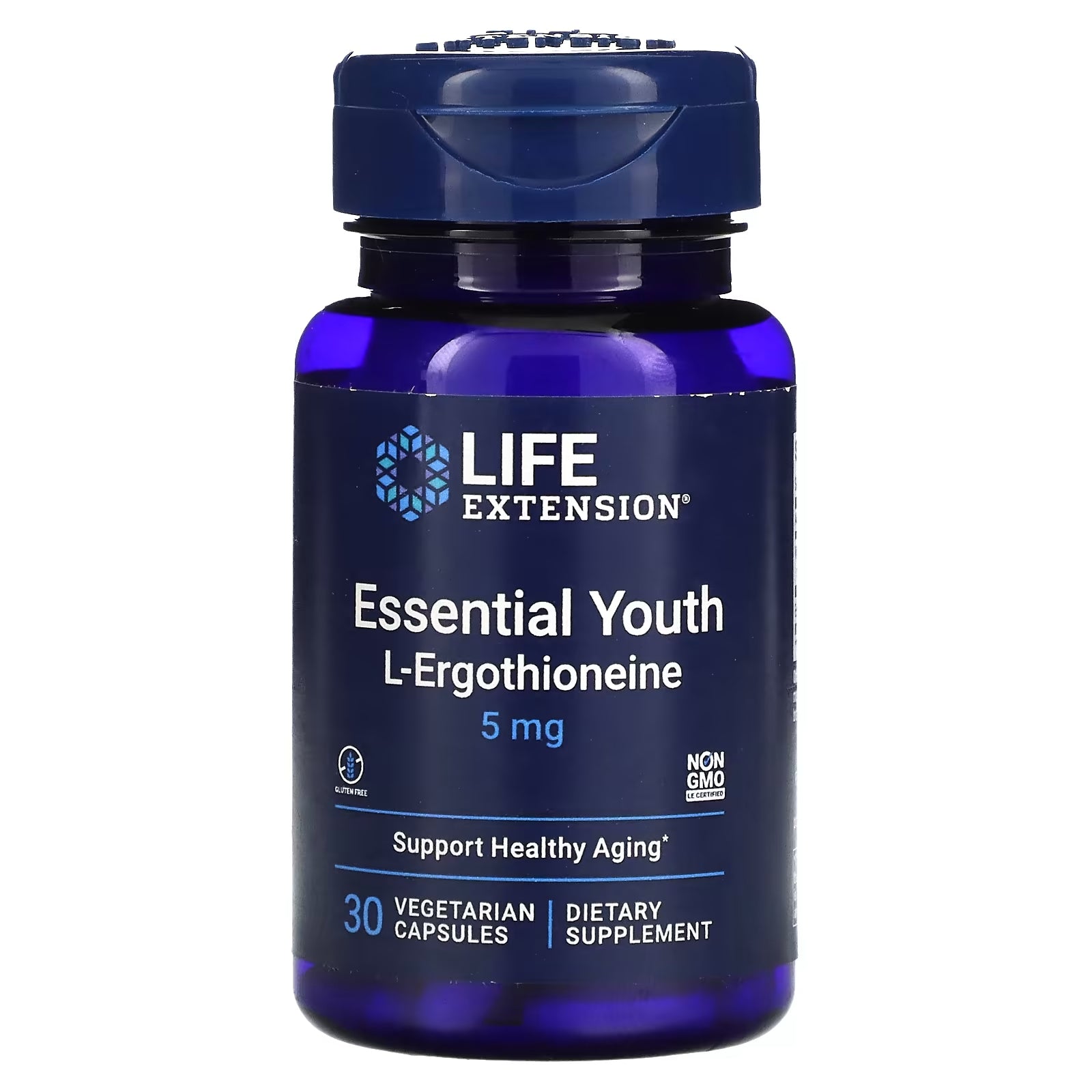 كبسولات L-Ergothioneine Essential Youth من Life Extension بتركيز 5 ملجم، 30 كبسولة نباتية