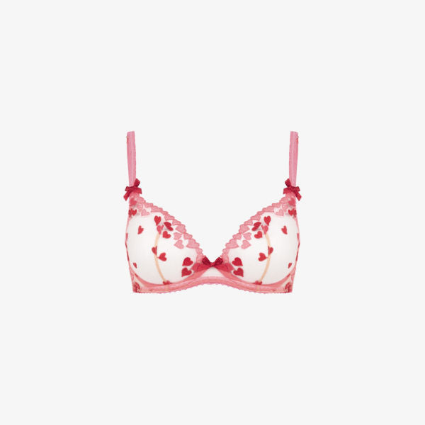 Agent Provocateur Translucent Mesh Bra with Cupid's Bow, Pink