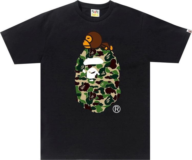 تي شيرت BAPE ABC Milo On Big Ape باللون الأسود/الأخضر، باللون الأسود