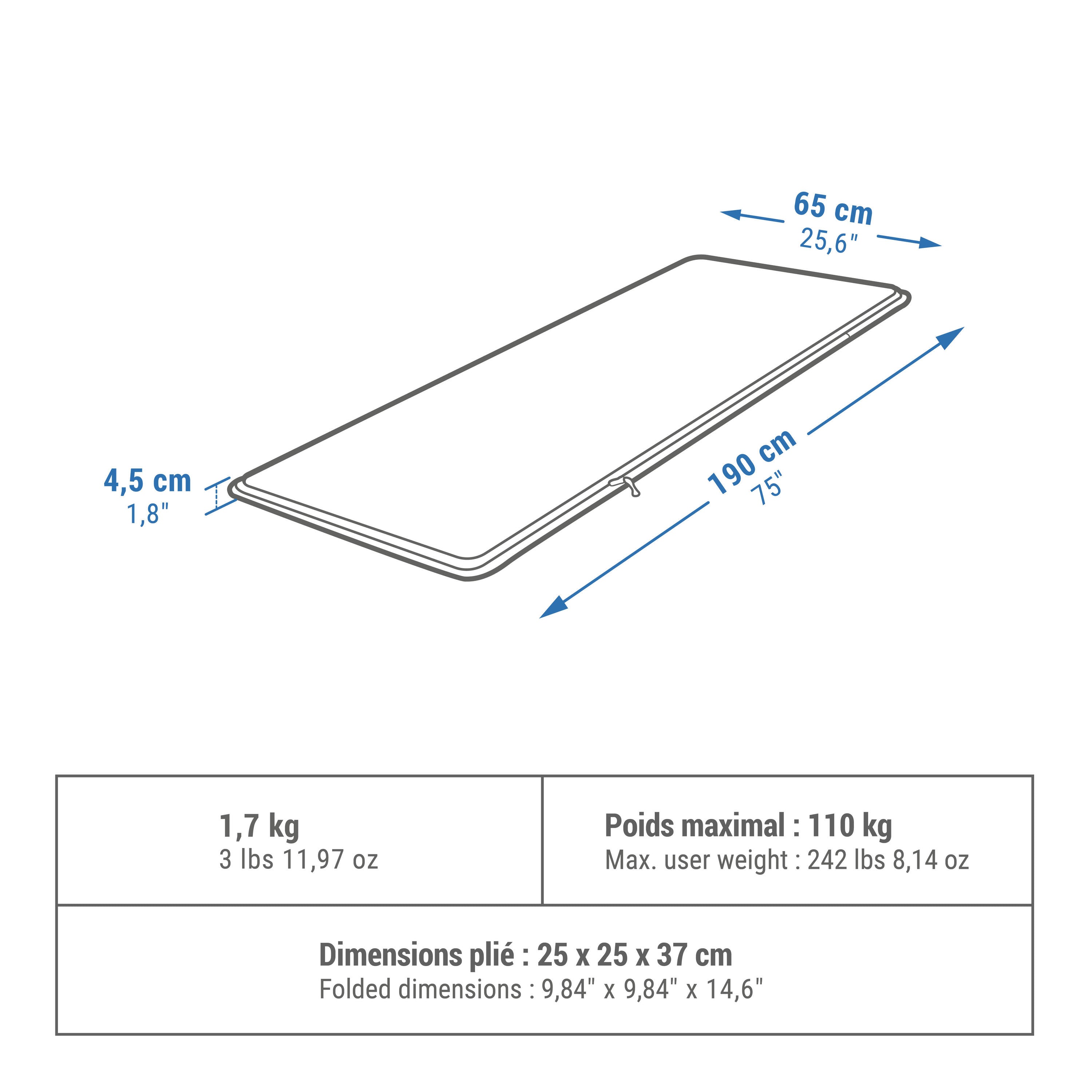 Self-inflating mattress Quechua for camping 1-seater 65 cm Comfort, green