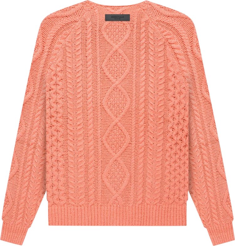 Fear of God Essentials Cable Knit 'Coral' Jumper, orange