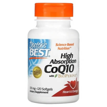 High Absorption CoQ10 with BioPerine, Doctor's Best, 100 mg, 120 Capsules