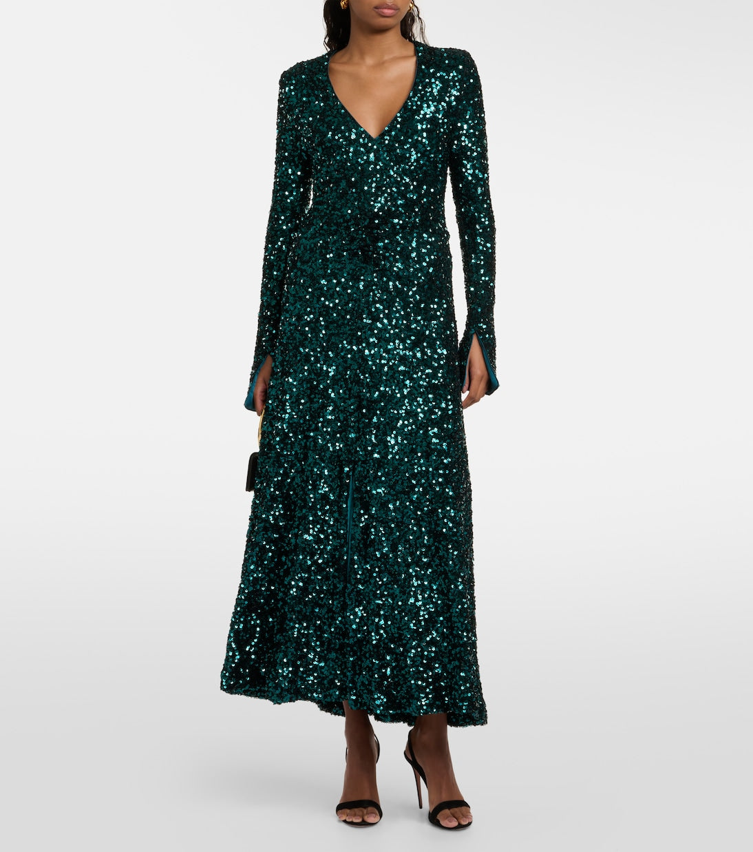 Rotate Birger Christensen sequin midi dress, green