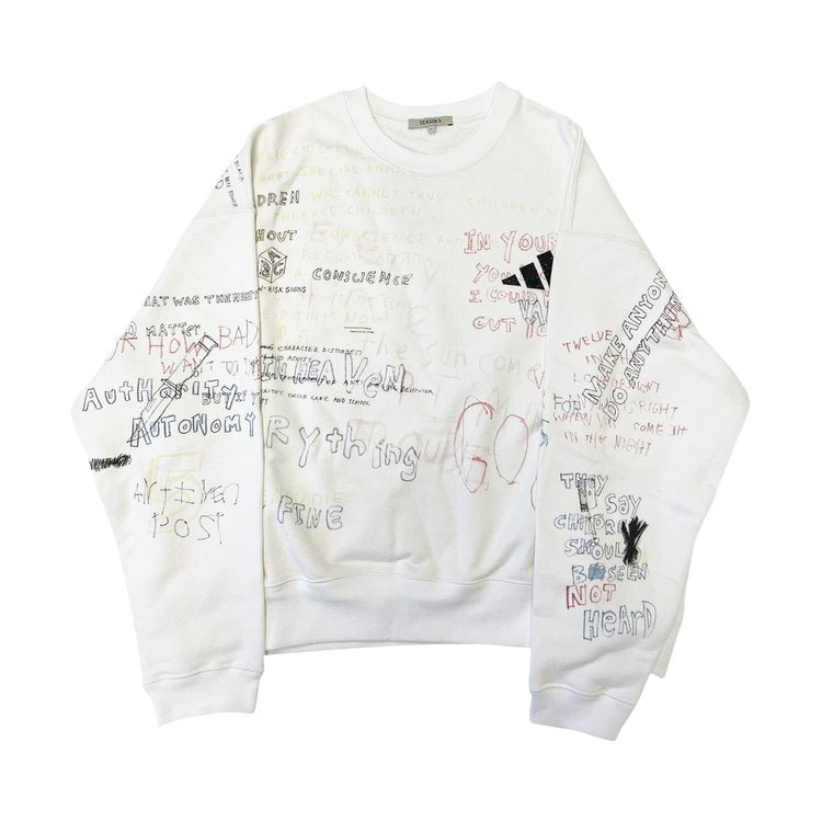 Yeezy Season 5 Handwritten Sweatshirt 'Arctic', white