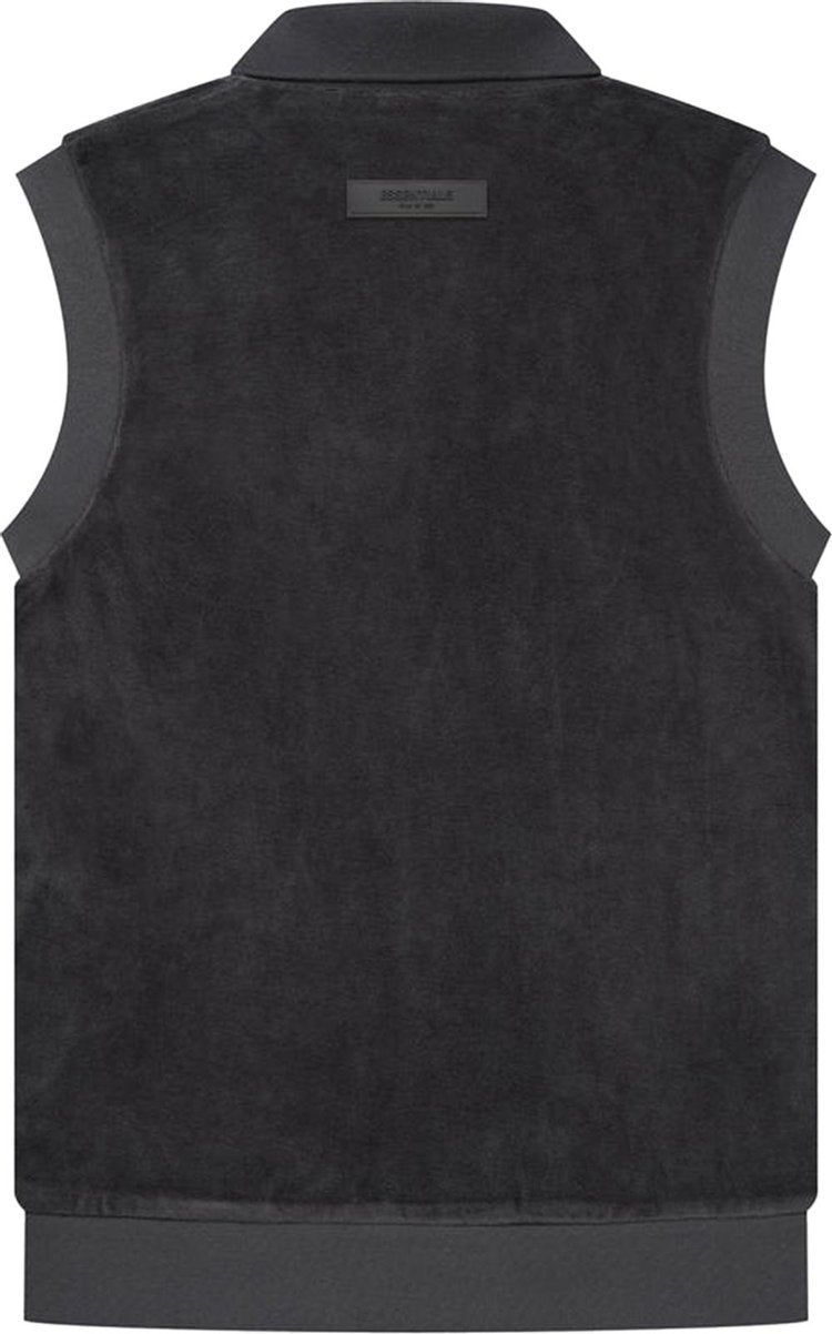 Fear of God Essentials Velor Sleeveless Polo 'Iron', black