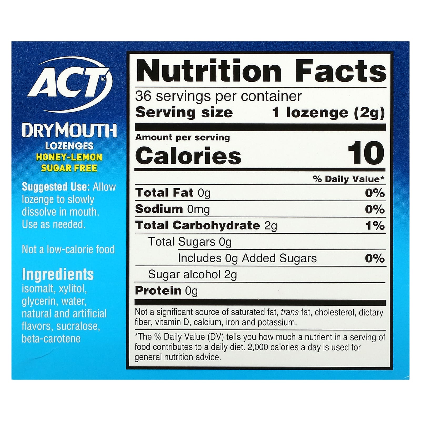 Act Dry Mouth Lozenges with Xylitol, Honey and Lemon, 36 lozenges