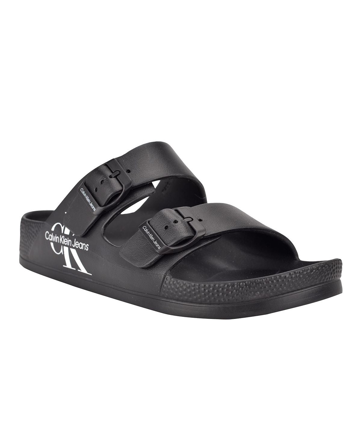 Calvin Klein Men's Zion Open Toe Slip On Casual Sandals, Black