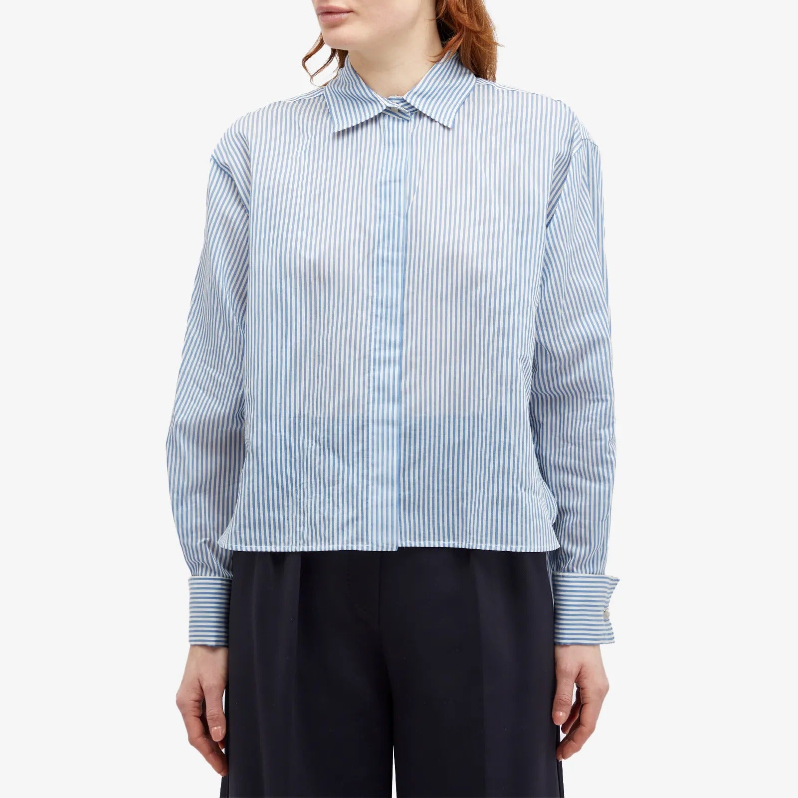 Max Mara Vertigo Striped Blouse, white/blue