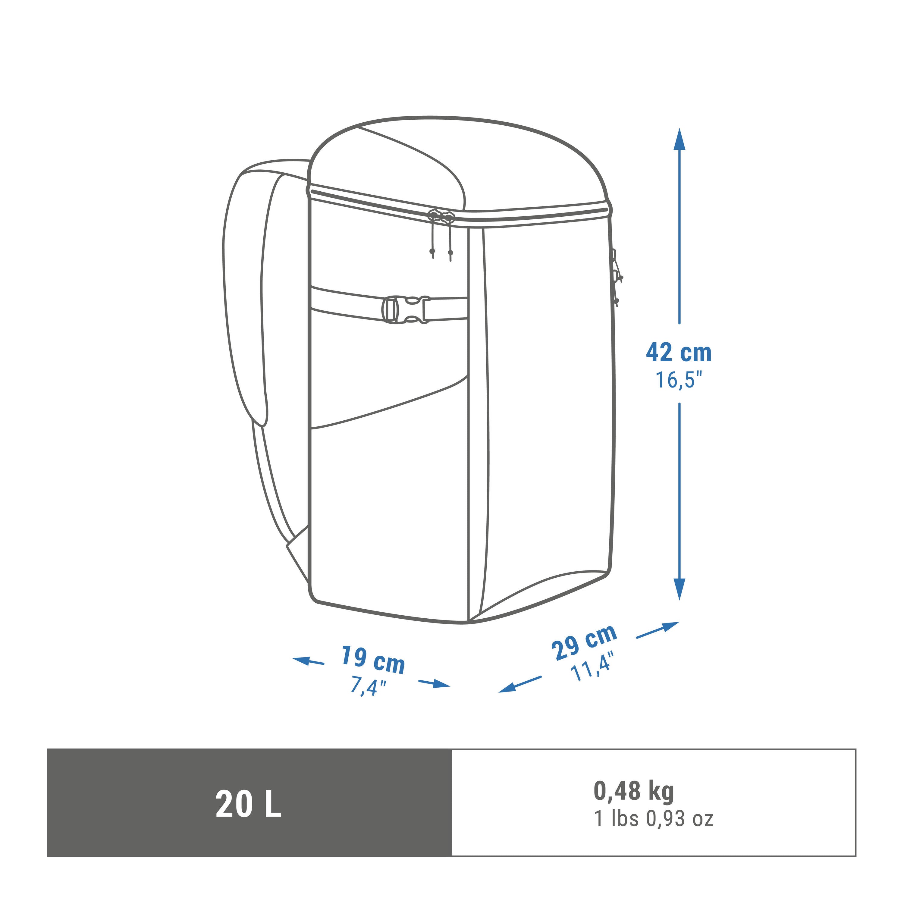 Isothermal backpack Quechua Ice Compact for hiking and camping, 20 liters