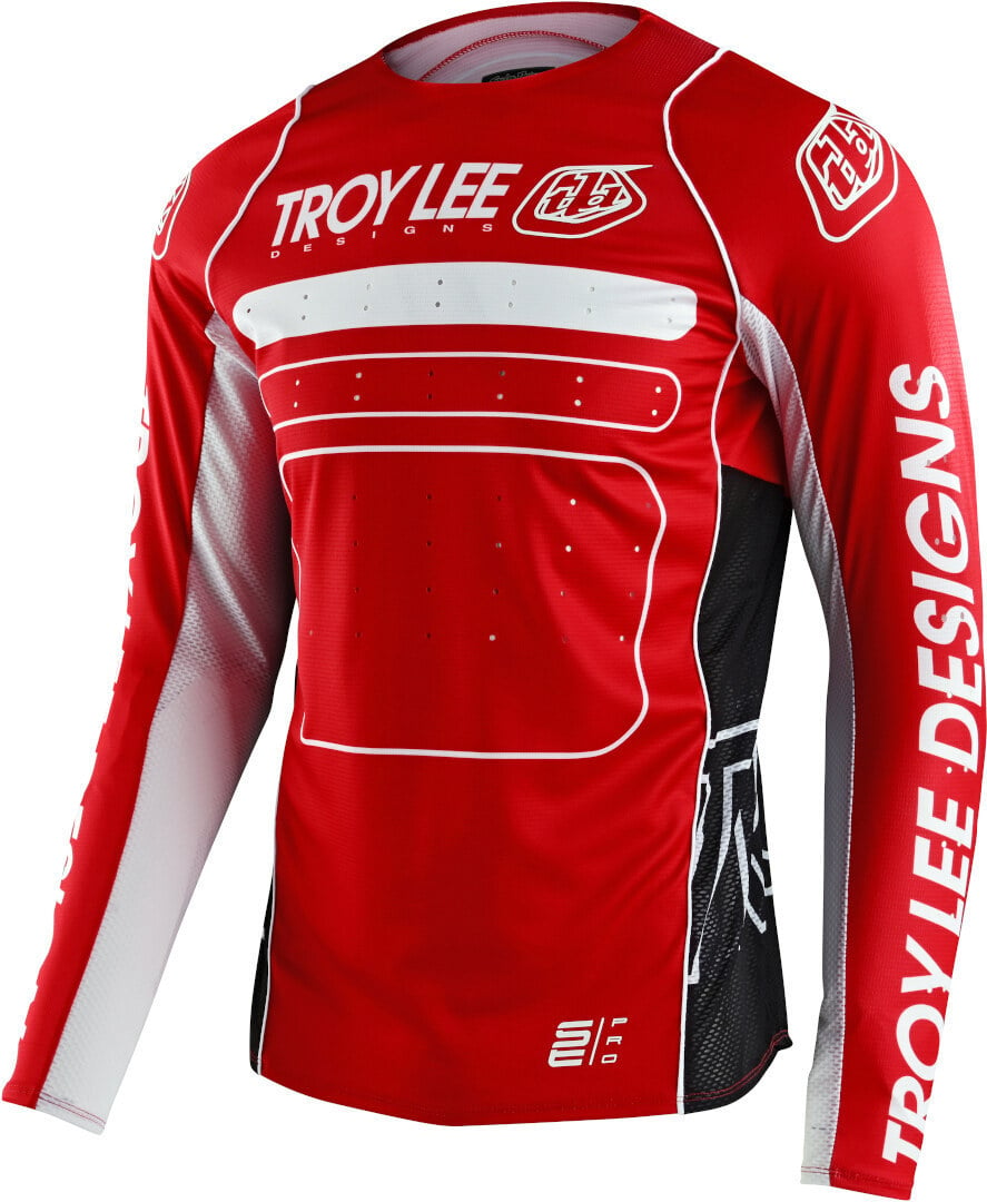 قميص Troy Lee Designs SE Pro Drop In Motocross باللونين الأحمر والأبيض