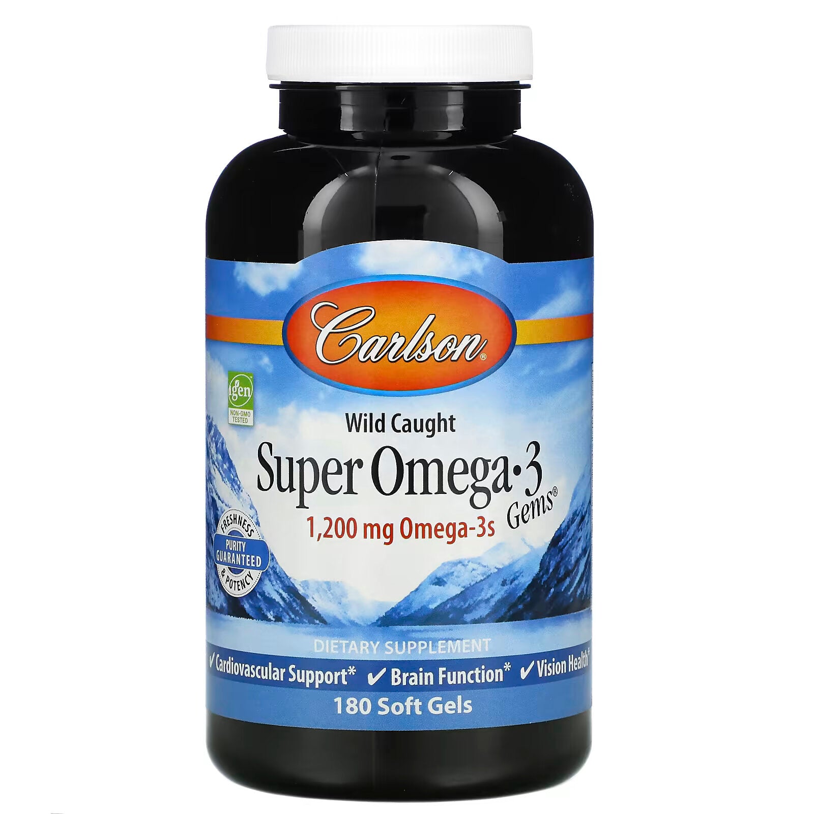 Carlson, Wild Caught Super Omega-3 Gems, High Potency Omega-3s from Saltwater Fish, 600 mg 180 softgels