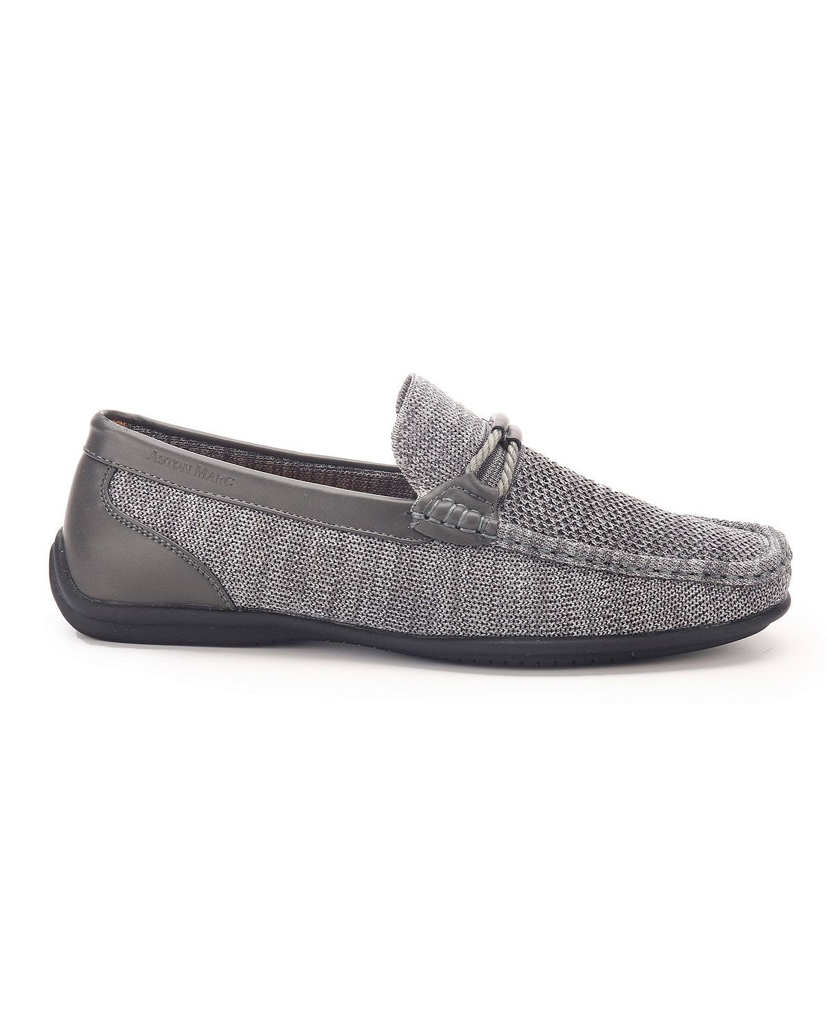 Aston Marc Men's Knit Lace-up Strap Loafers, Gray