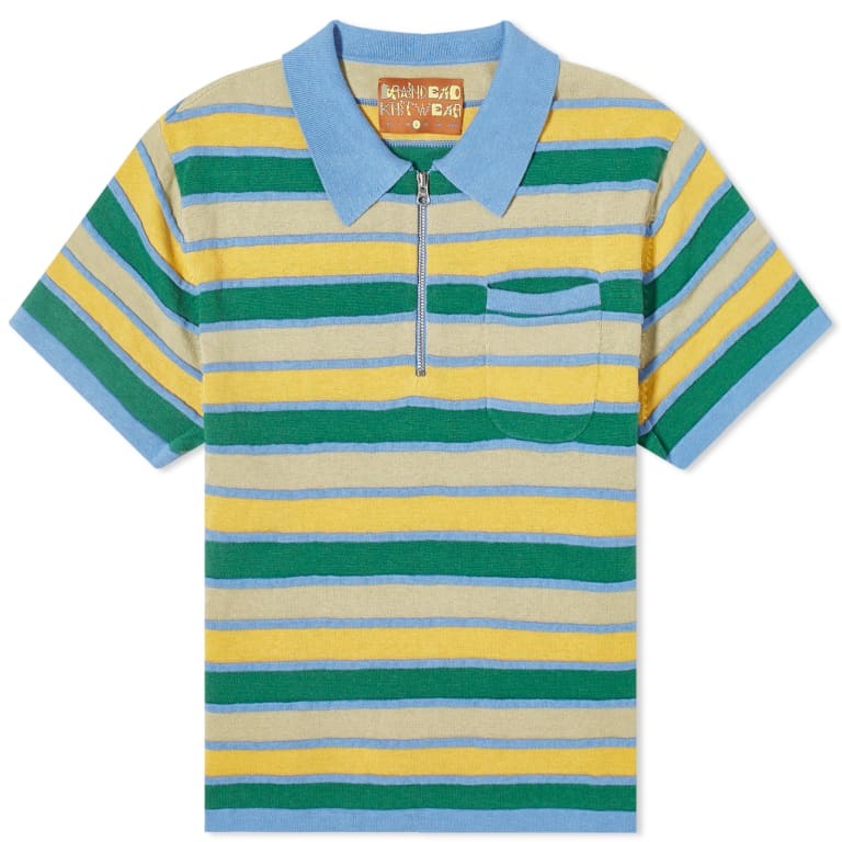 Brain Dead Lifted Stripe Half Zip Polo, Multicolor