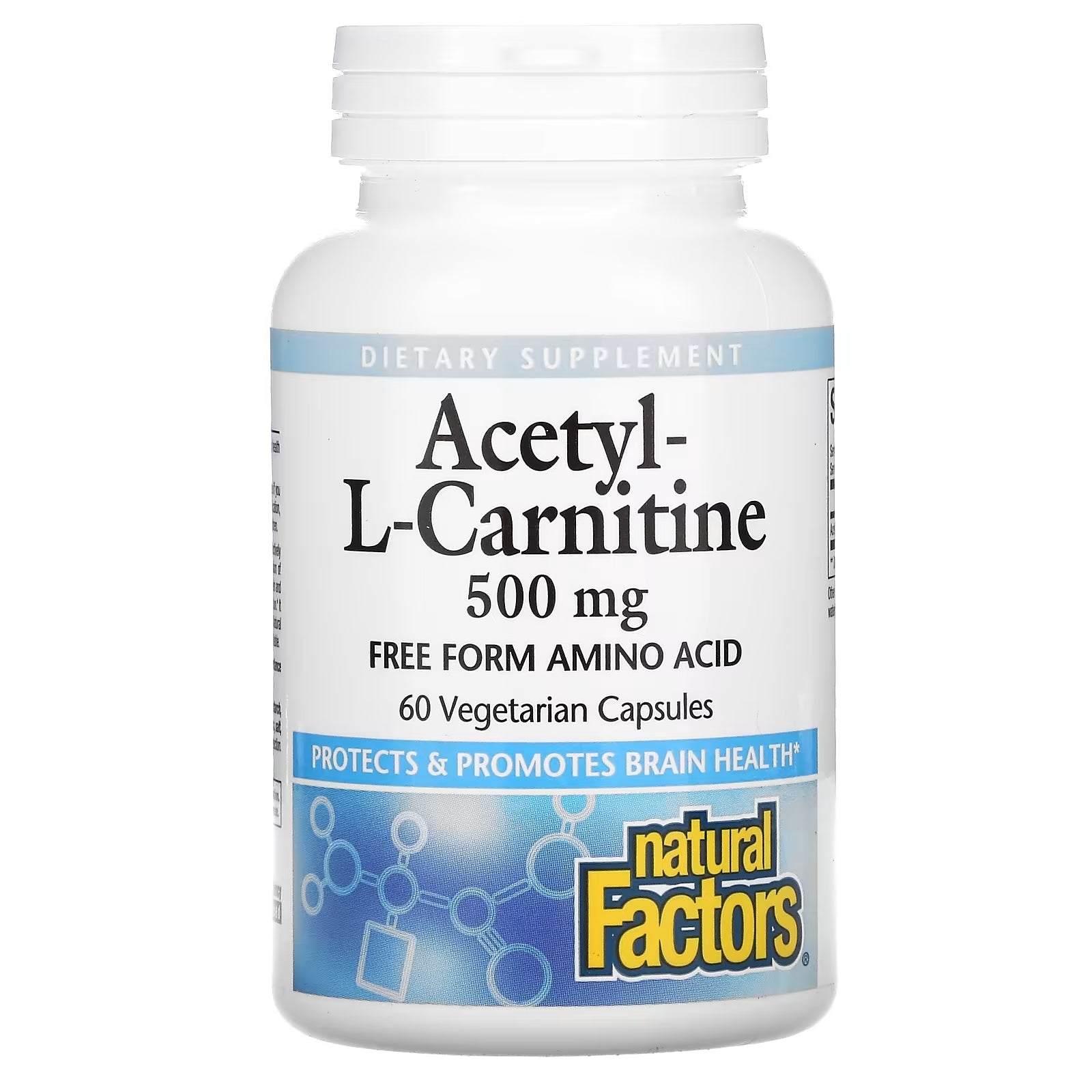 Natural Factors Acetyl L-Carnitine 500 mg, 60 Vegetarian Capsules