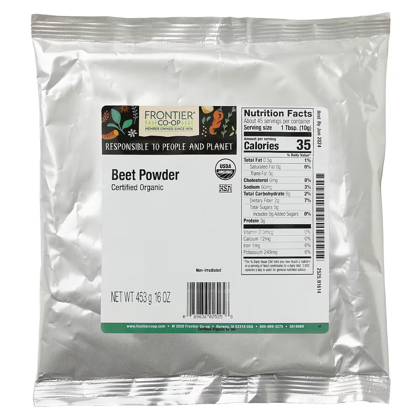 Frontier Co-Op Organic Beet Powder, 453g