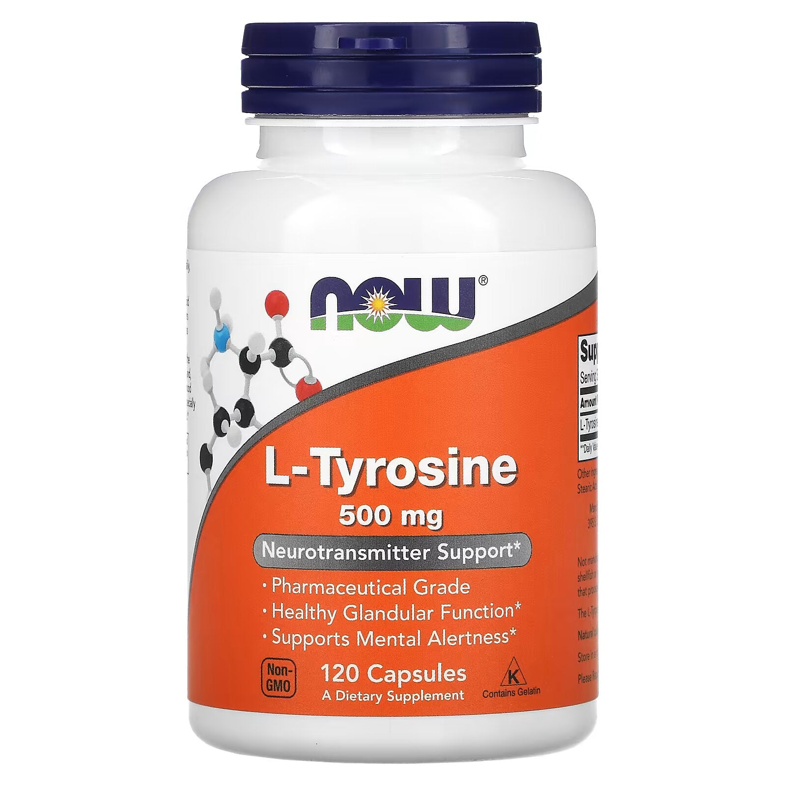 NOW Foods L-Tyrosine 500 mg، 120 كبسولة