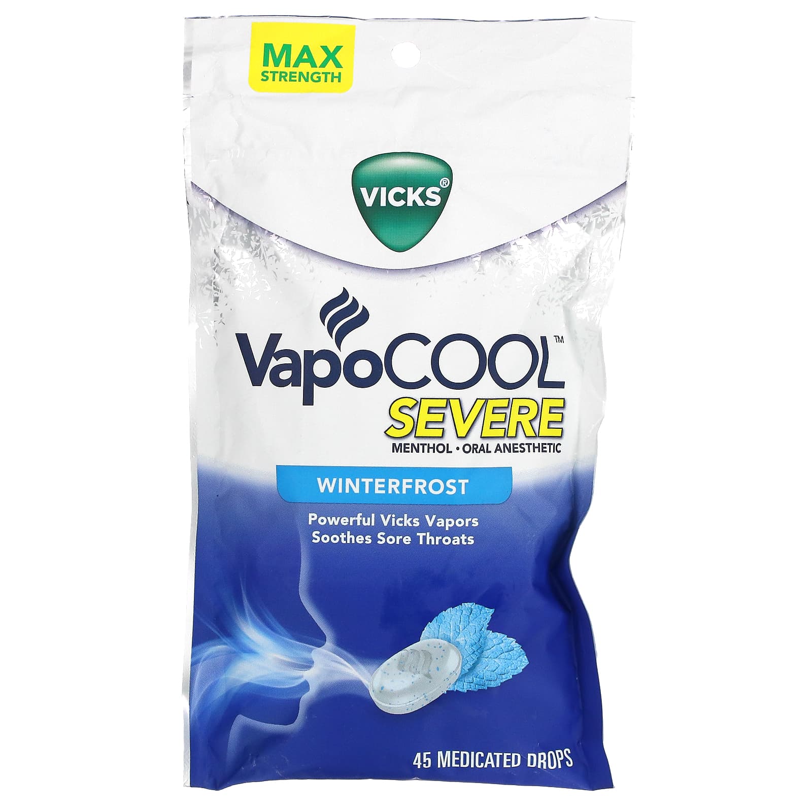 VapoCool Severe, frosty freshness, 45 Vicks medicinal lozenges