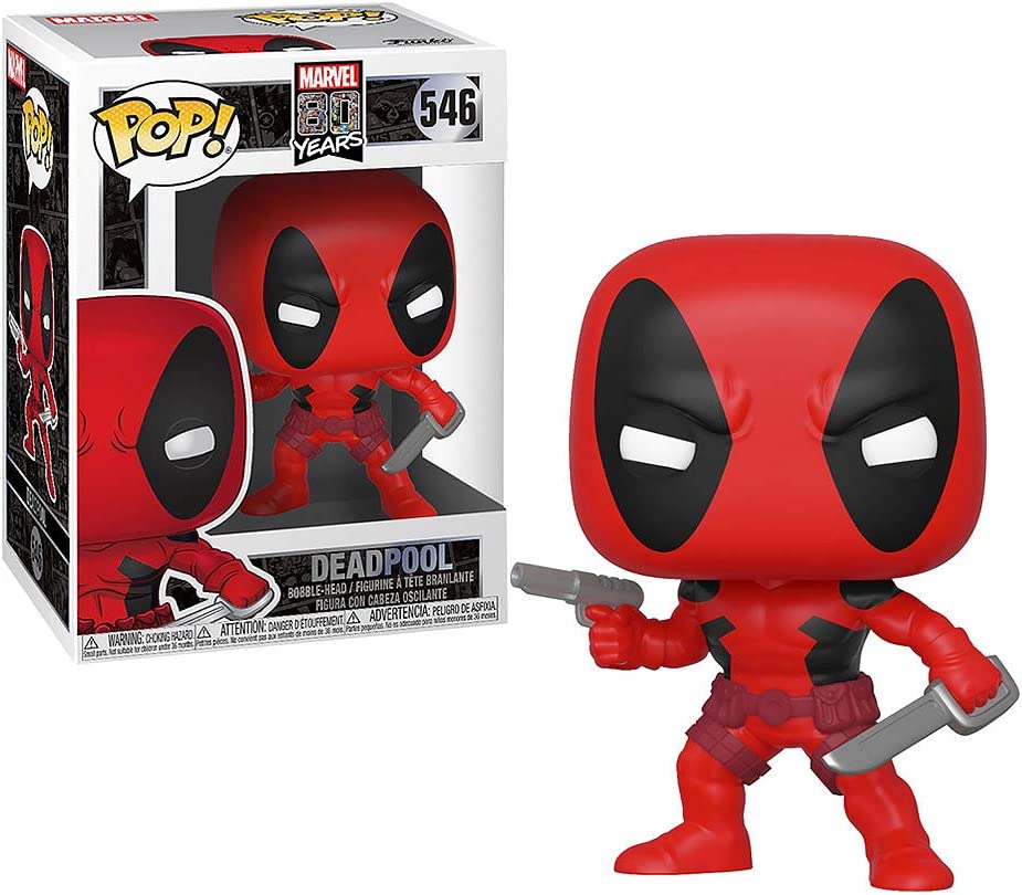 Funko 44154 POP Figure. Bobble Marvel: 80th-First Appearance: Deadpool Collectible Figure, Multicolor, 3.75 inches