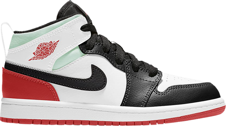 Air Jordan 1 Mid SE PS Red Black Toe Sneakers, red