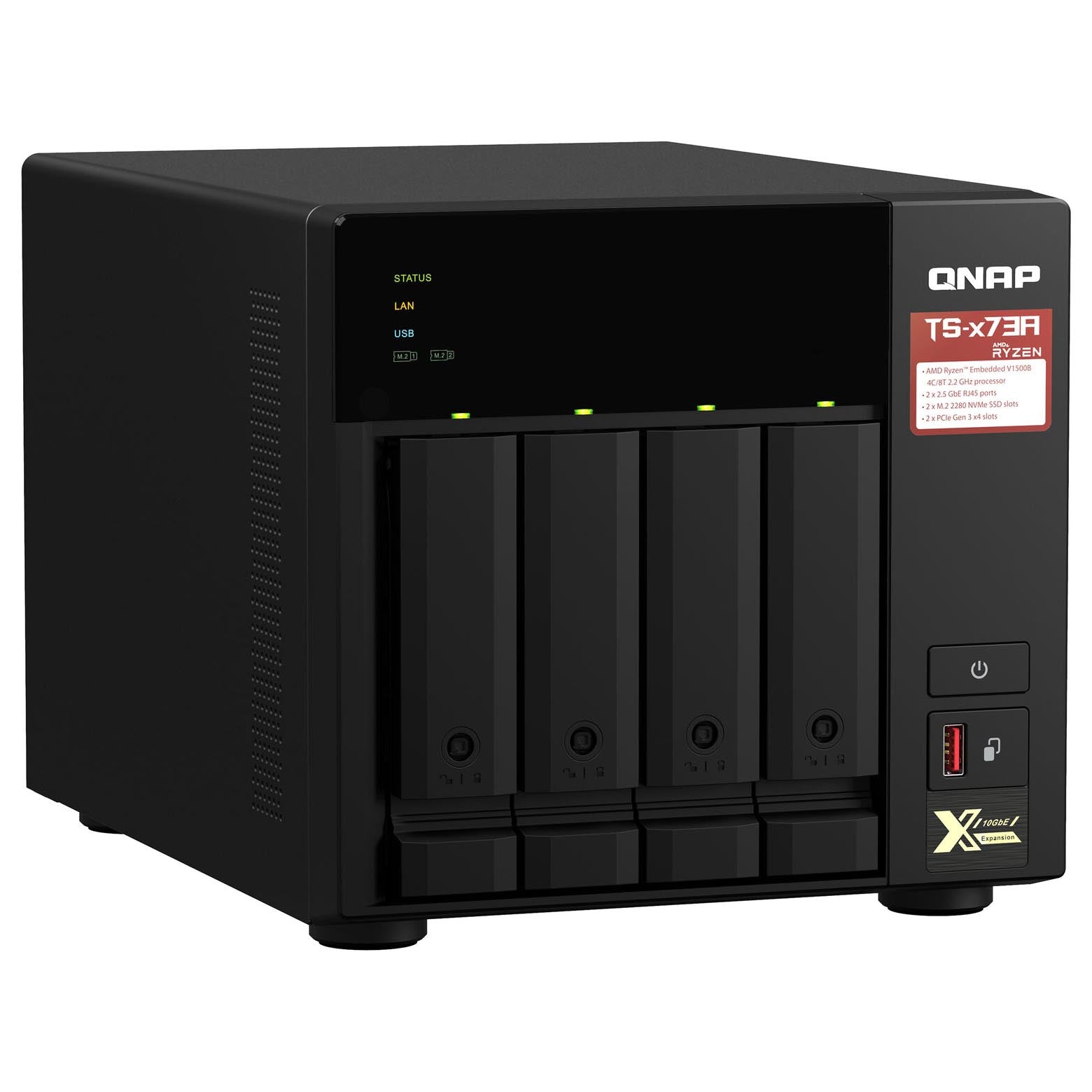 Network storage QNAP TS-473A, 4 bays, 8GB DDR4, without disks, black