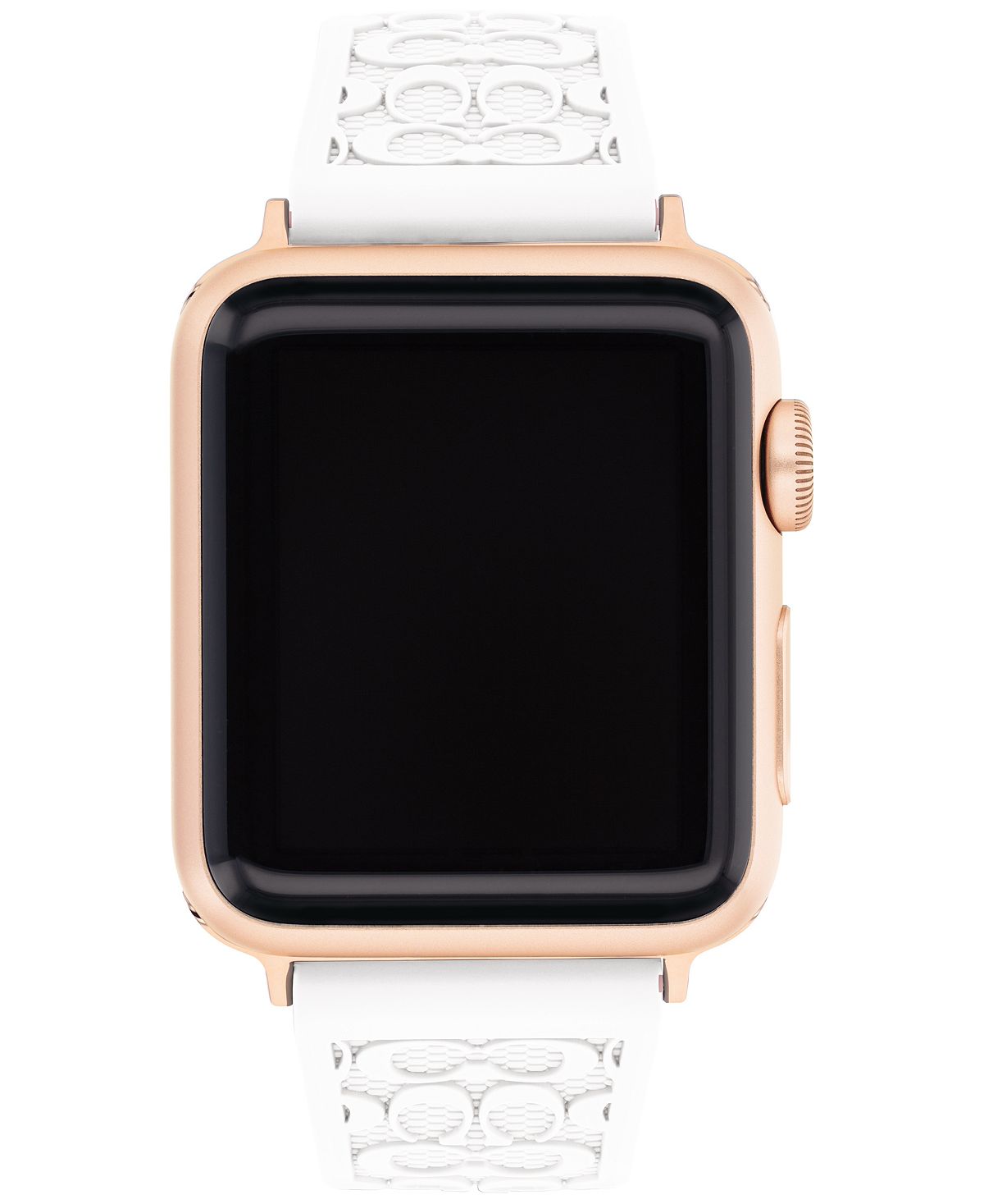 سوار COACH مطاطي أبيض لساعة Apple Watch مقاس 38/40/41 مم، أبيض