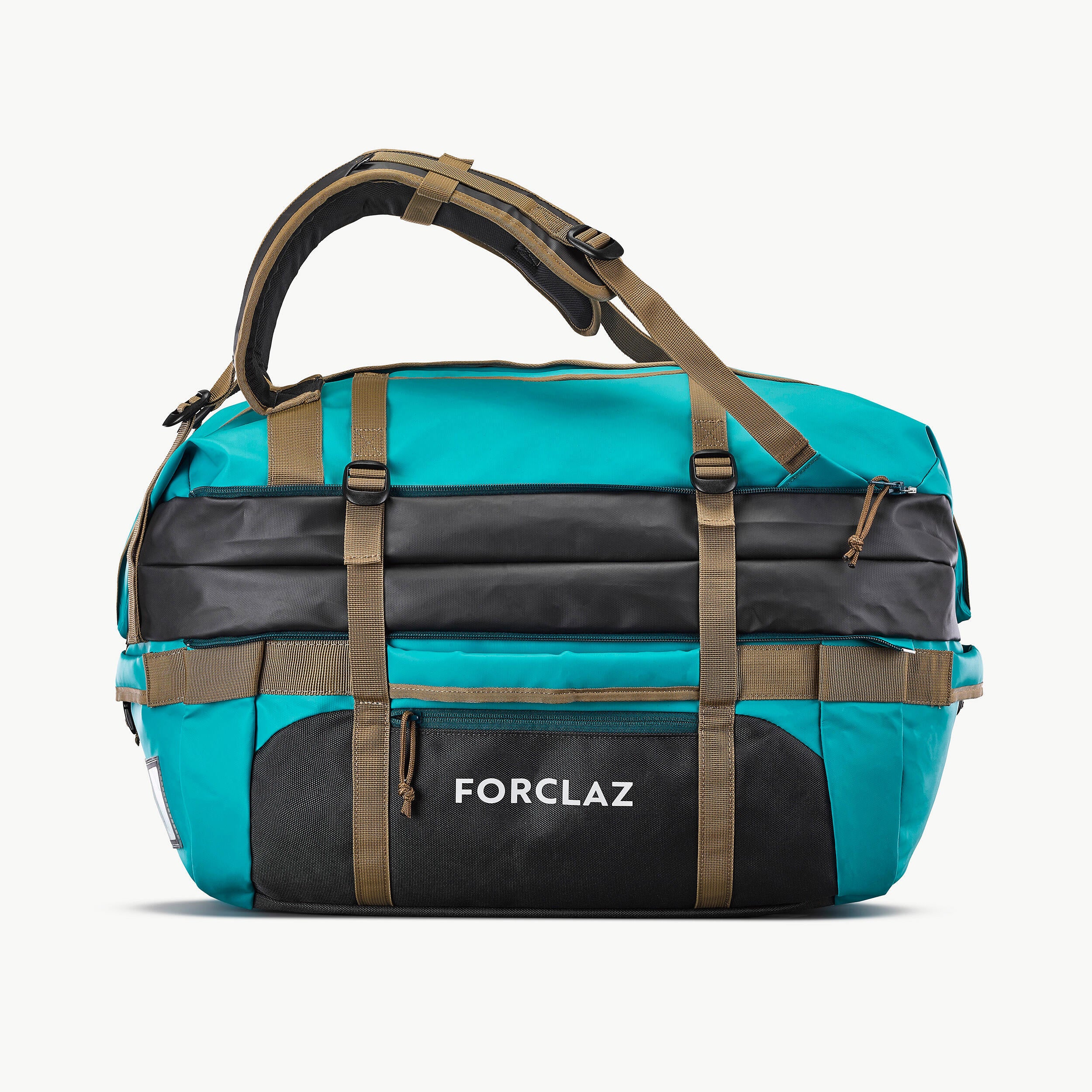 حقيبة نقل الرحلات Forclaz Duffel 500 Extend 40–60 لتر، فيروزي/رمادي