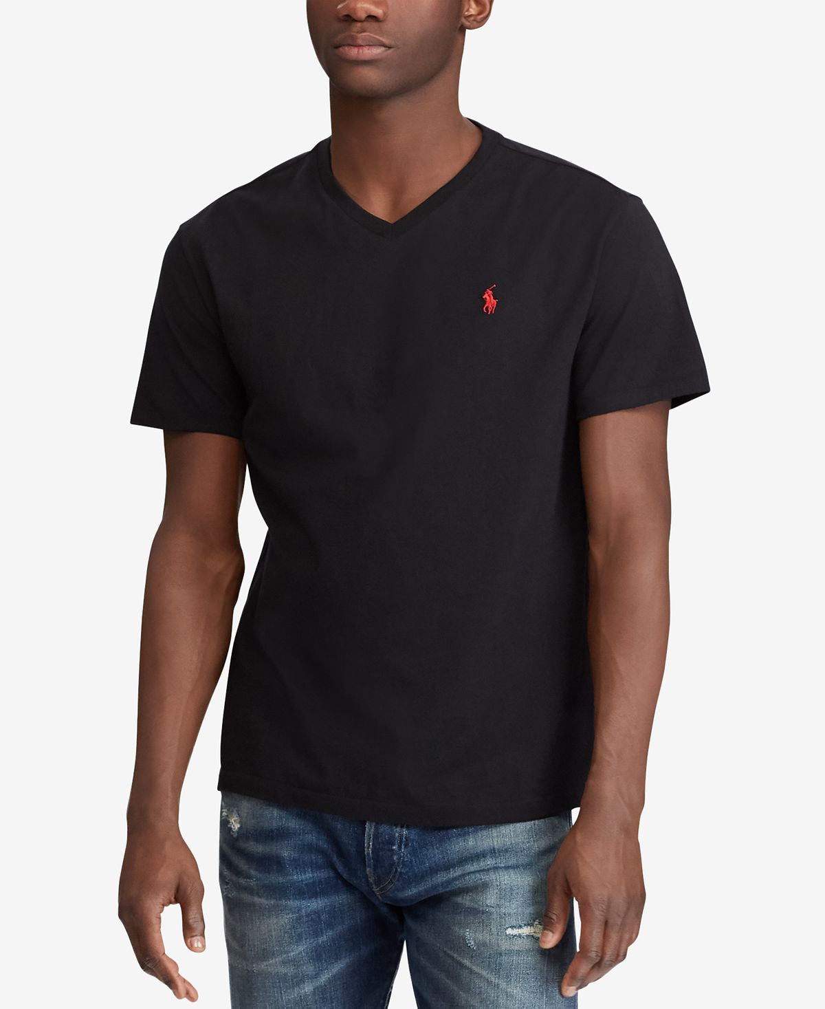 Polo Ralph Lauren Men's Regular Fit V-Neck T-Shirt, Black