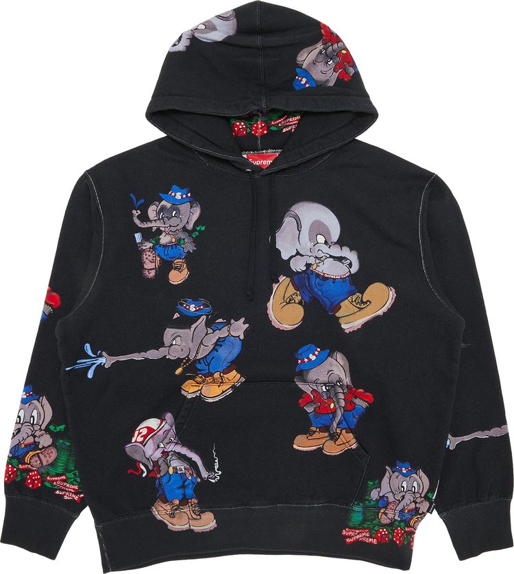 سويت شيرت Supreme Elephant Hooded Sweater 'Black'، أسود