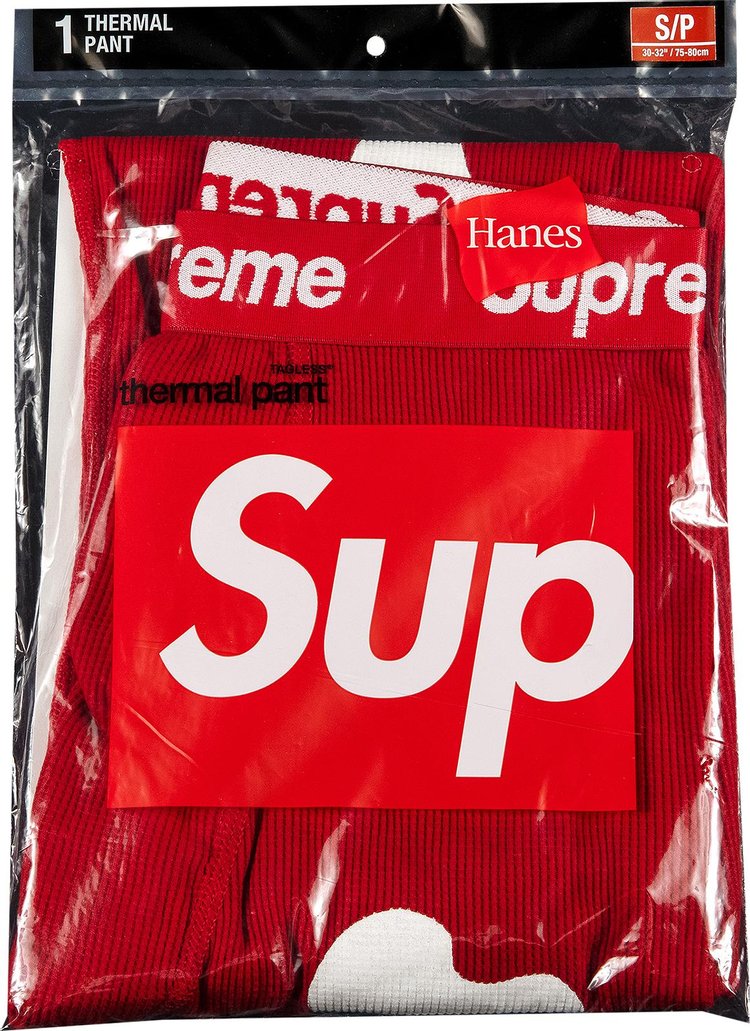 بنطال حراري Supreme x Hanes Bones (عبوة واحدة) "أحمر"