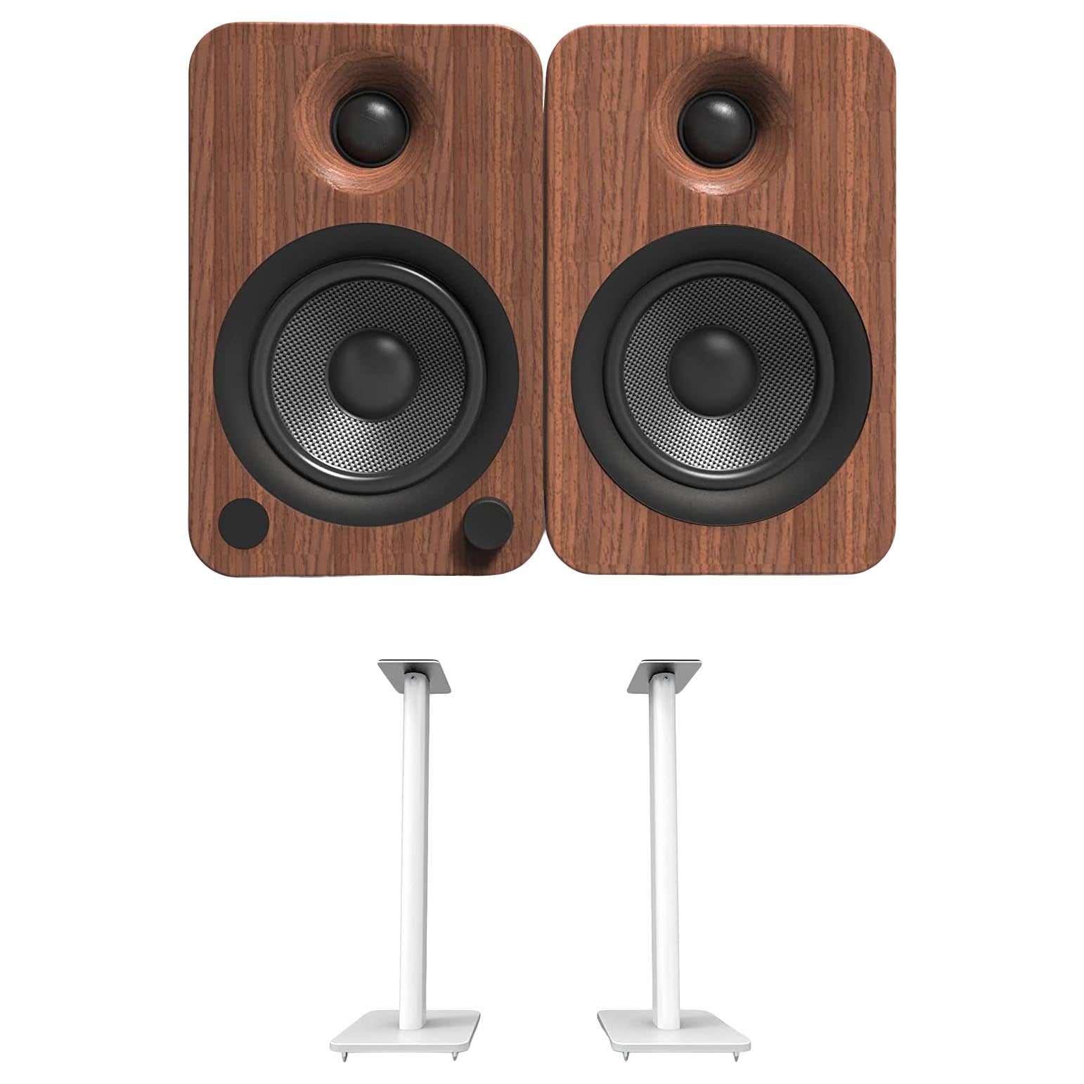 Bookshelf speakers Kanto YU4 with stands SP26PLW, 2 pcs, walnut/white