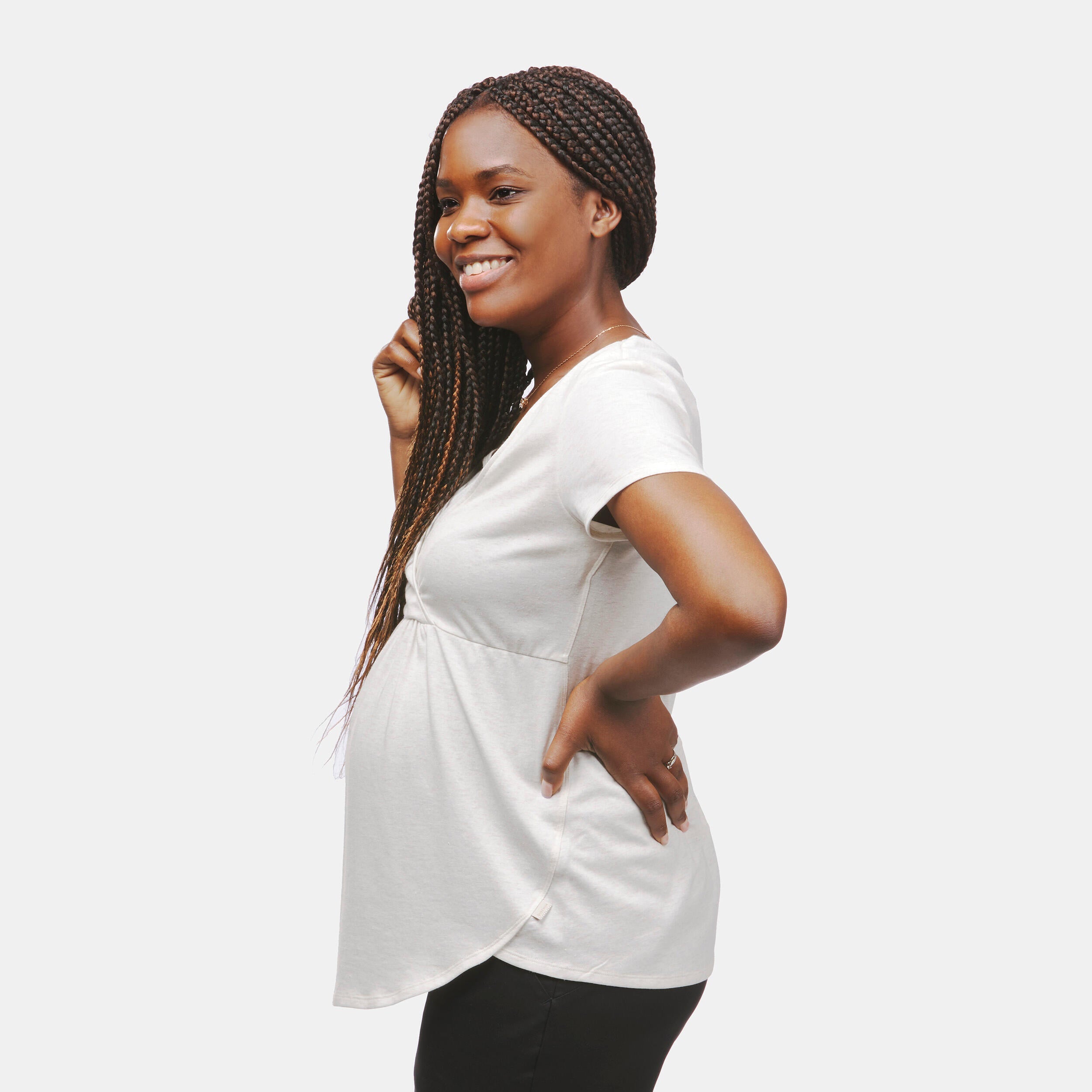 Hiking T-shirt Quechua for pregnant women, white