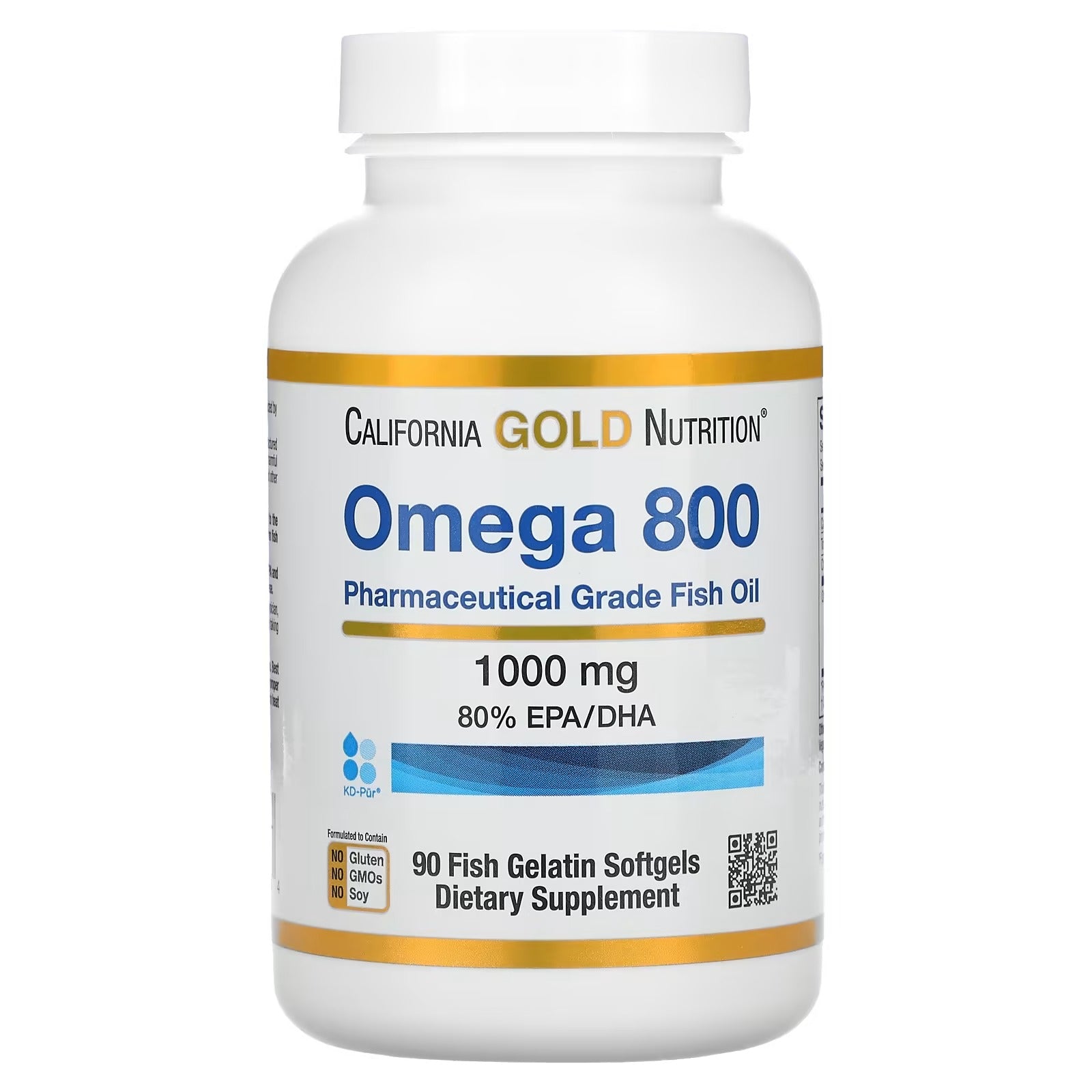 Omega 800 California Gold Nutrition Pharmaceutical Grade Fish Oil 80% EPA/DHA, 90 Softgels