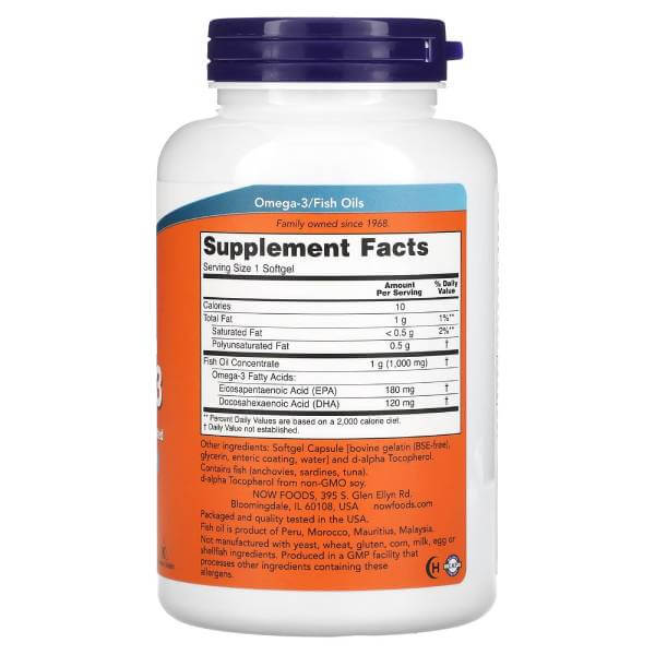 Omega-3 Now Foods 180 EPA/120 DHA, 180 capsules