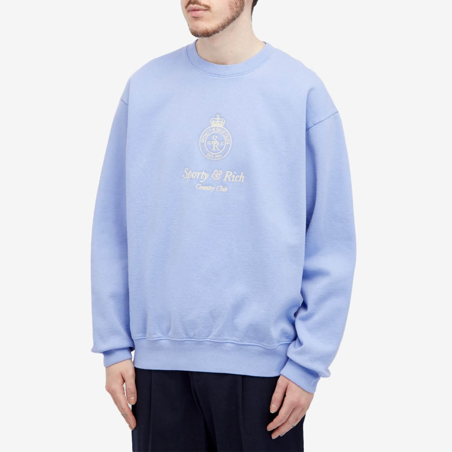 Sporty & Rich Crown Embroidered Sweatshirt, blue