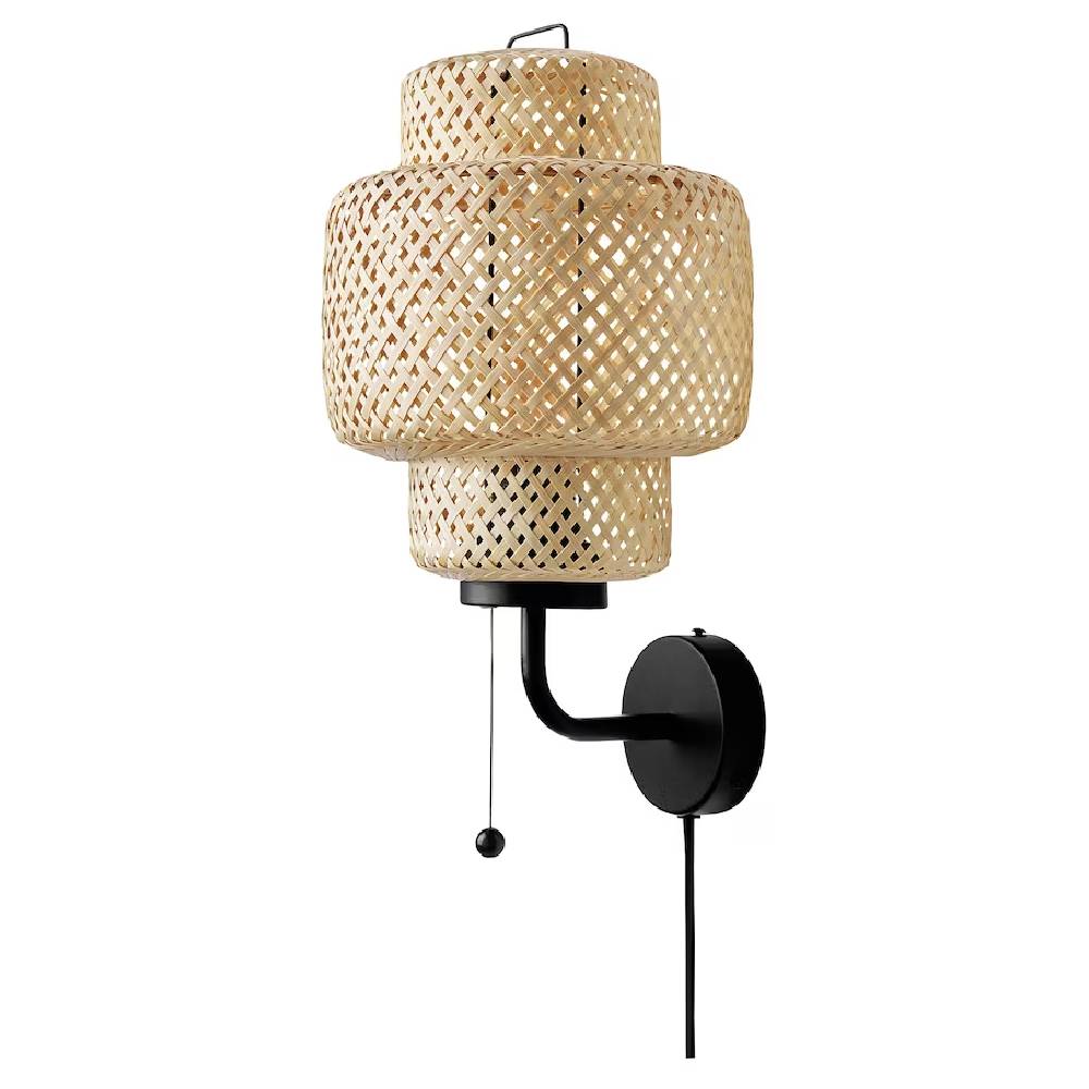 Wall lamp Ikea Sinnerlig, black/bamboo