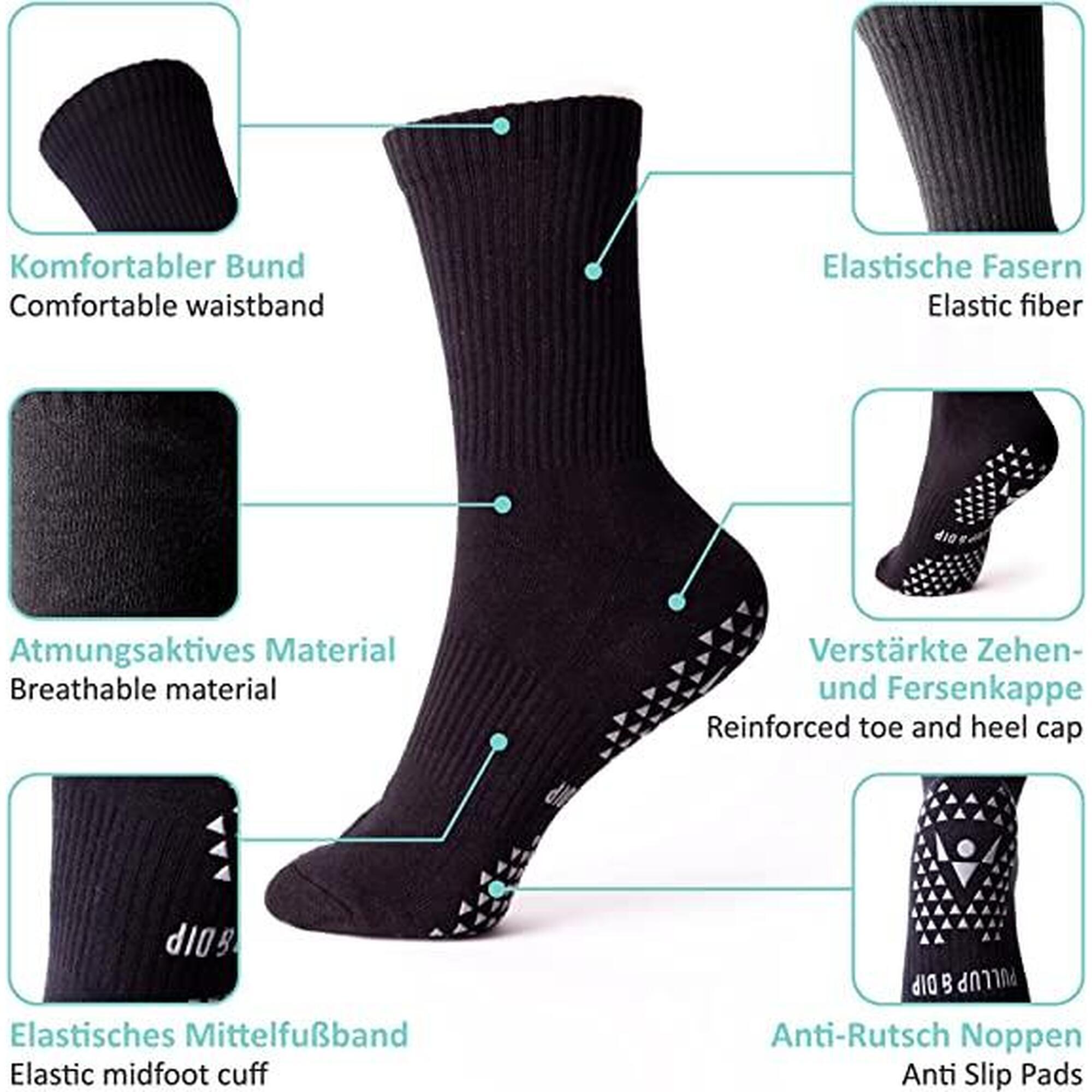 Black anti-slip sports socks, 1 pair PULLUP & DIP, black