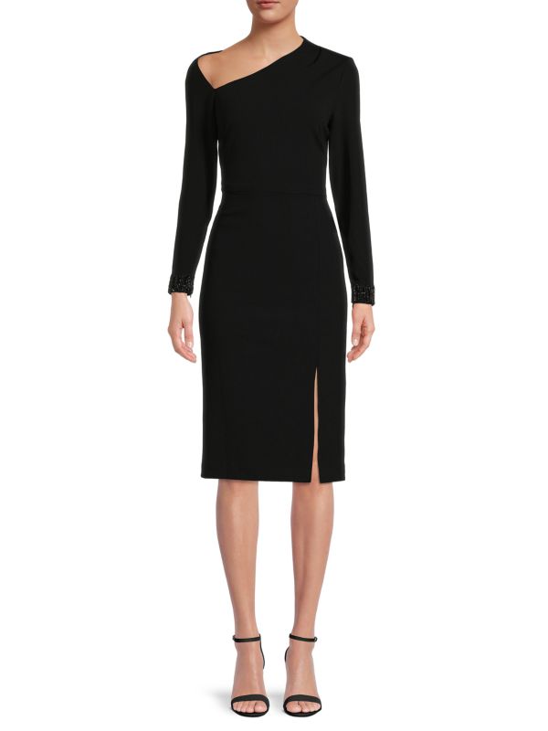 Asymmetrical sheath dress Aidan Mattox Black