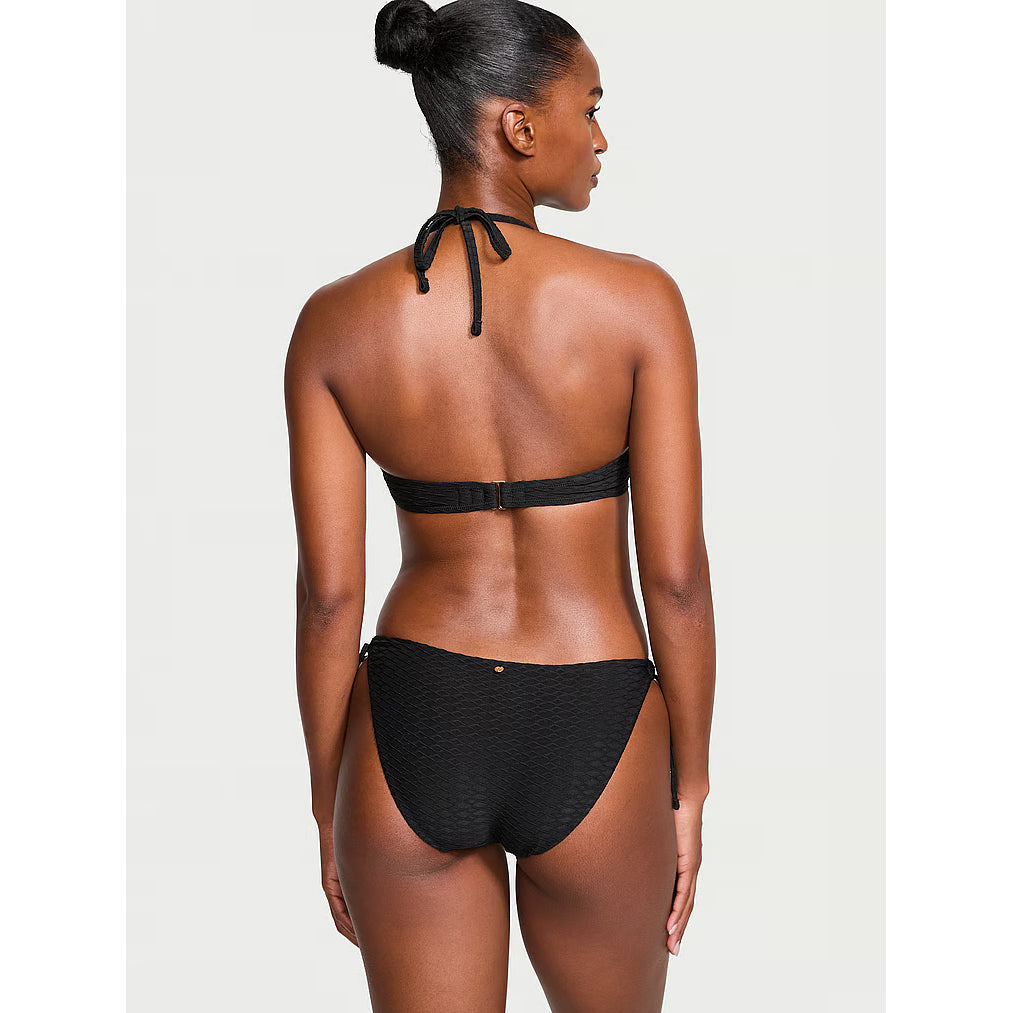 Victoria's Secret Swim Mix & Match Side-Tie Fishnet Bikini Bottoms, Black